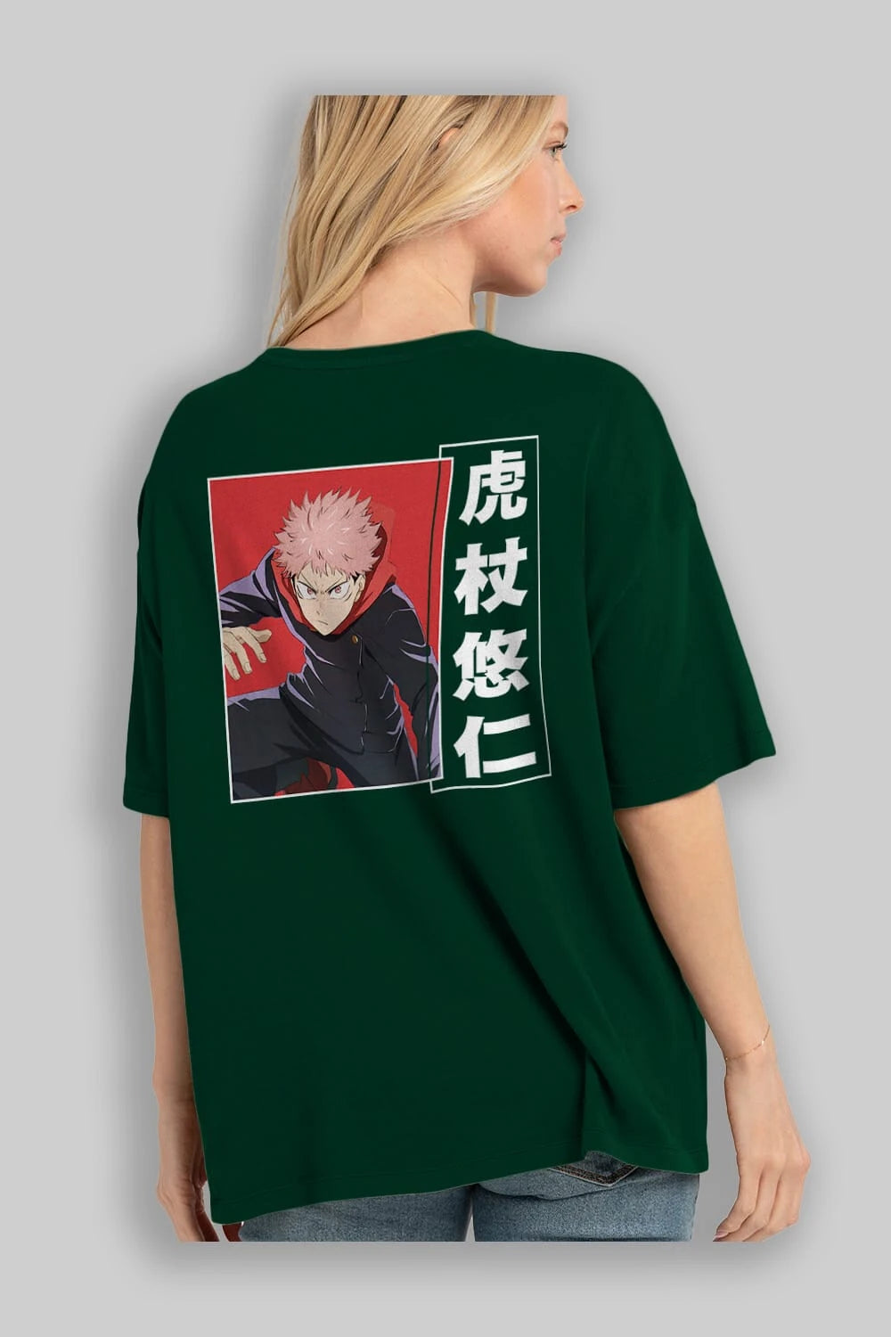 Yuuji Itadori 2 Anime Arka Baskılı Oversize t-shirt Erkek Kadın Unisex
