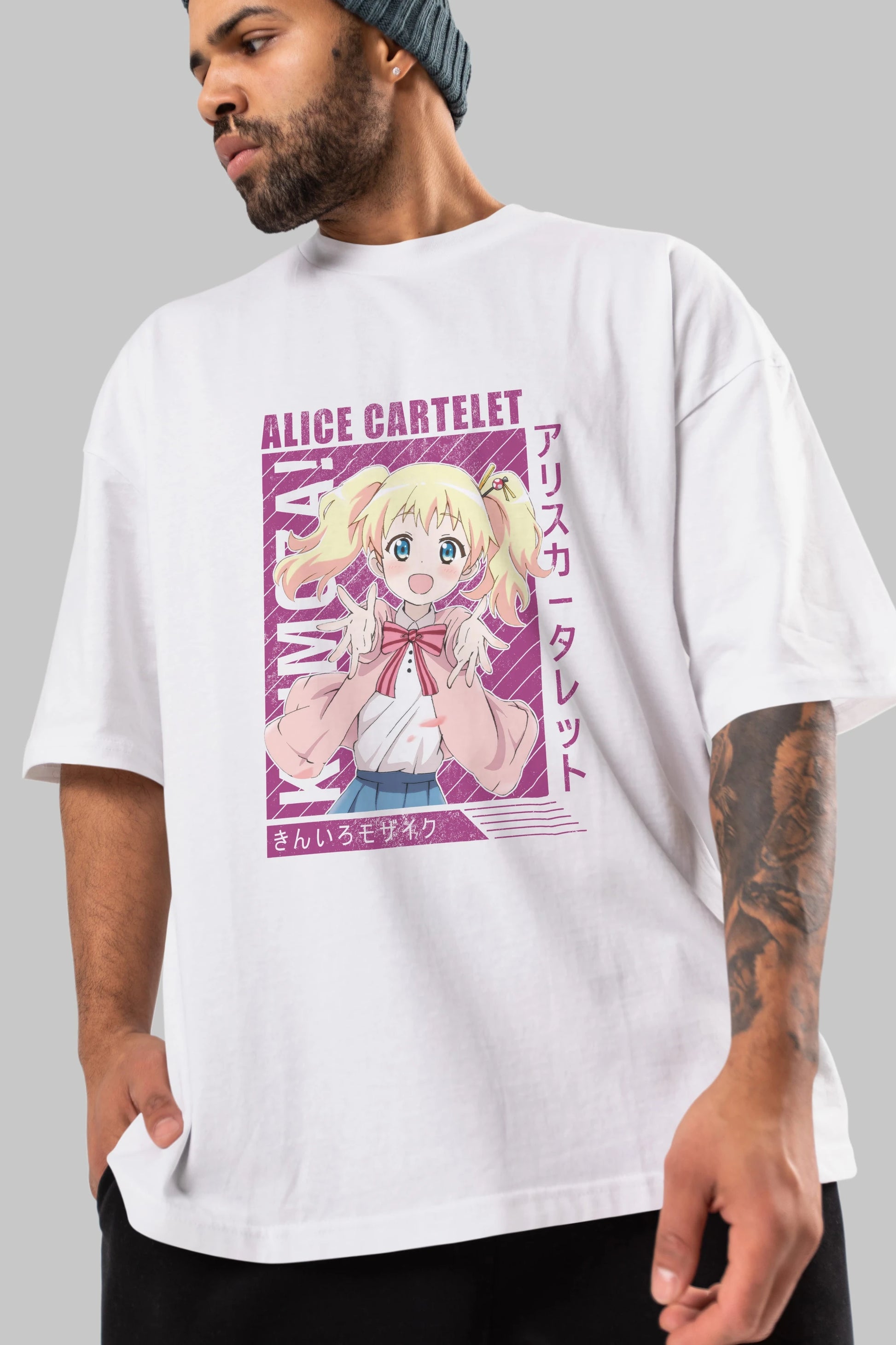 Alice Cartelet 12 Anime Ön Baskılı Oversize t-shirt %100 pamuk Erkek Kadın Unisex