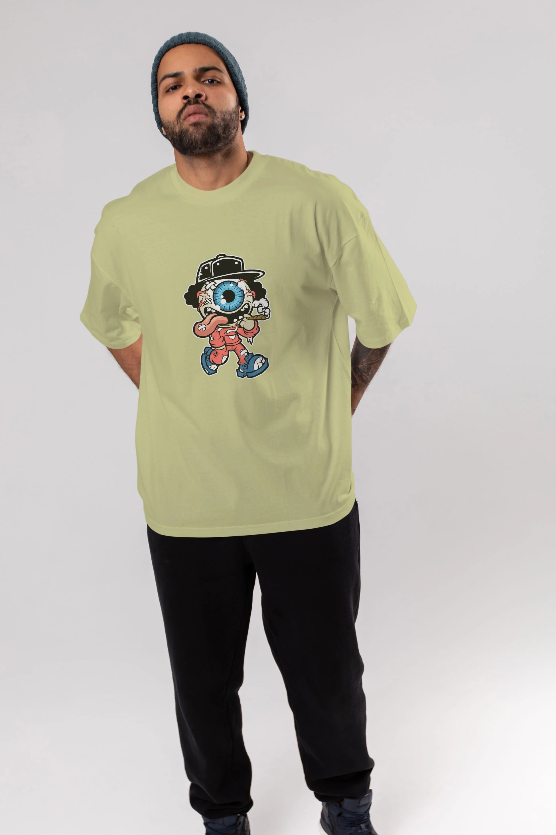 Eyeball Monster Ön Baskılı Oversize t-shirt Erkek Kadın Unisex %100 Pamuk tişort