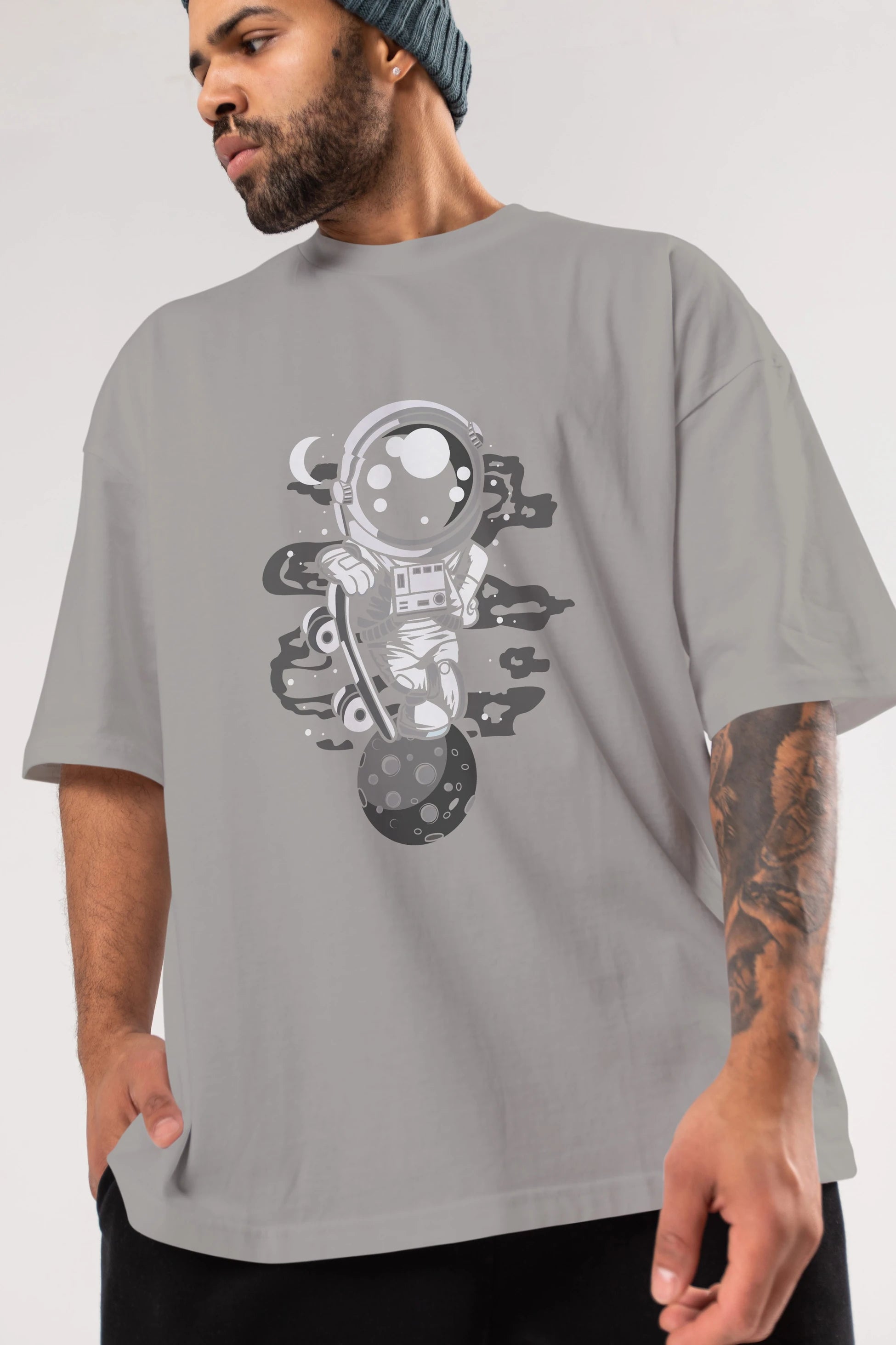 Astronaut Skater Boy Ön Baskılı Oversize t-shirt Erkek Kadın Unisex