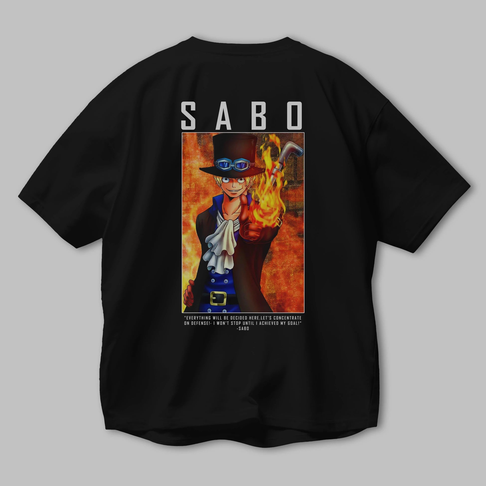 Sabo Anime Arka Baskılı Oversize t-shirt Erkek Kadın Unisex %100 pamuk tişort