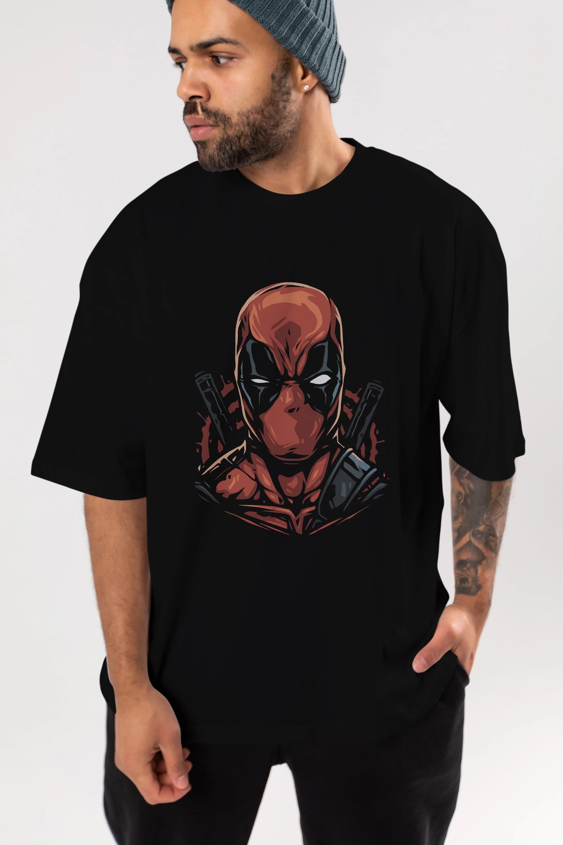 Deadpool (10) Ön Baskılı Oversize t-shirt Erkek Kadın Unisex %100 Pamuk Bisiklet Yaka tişort