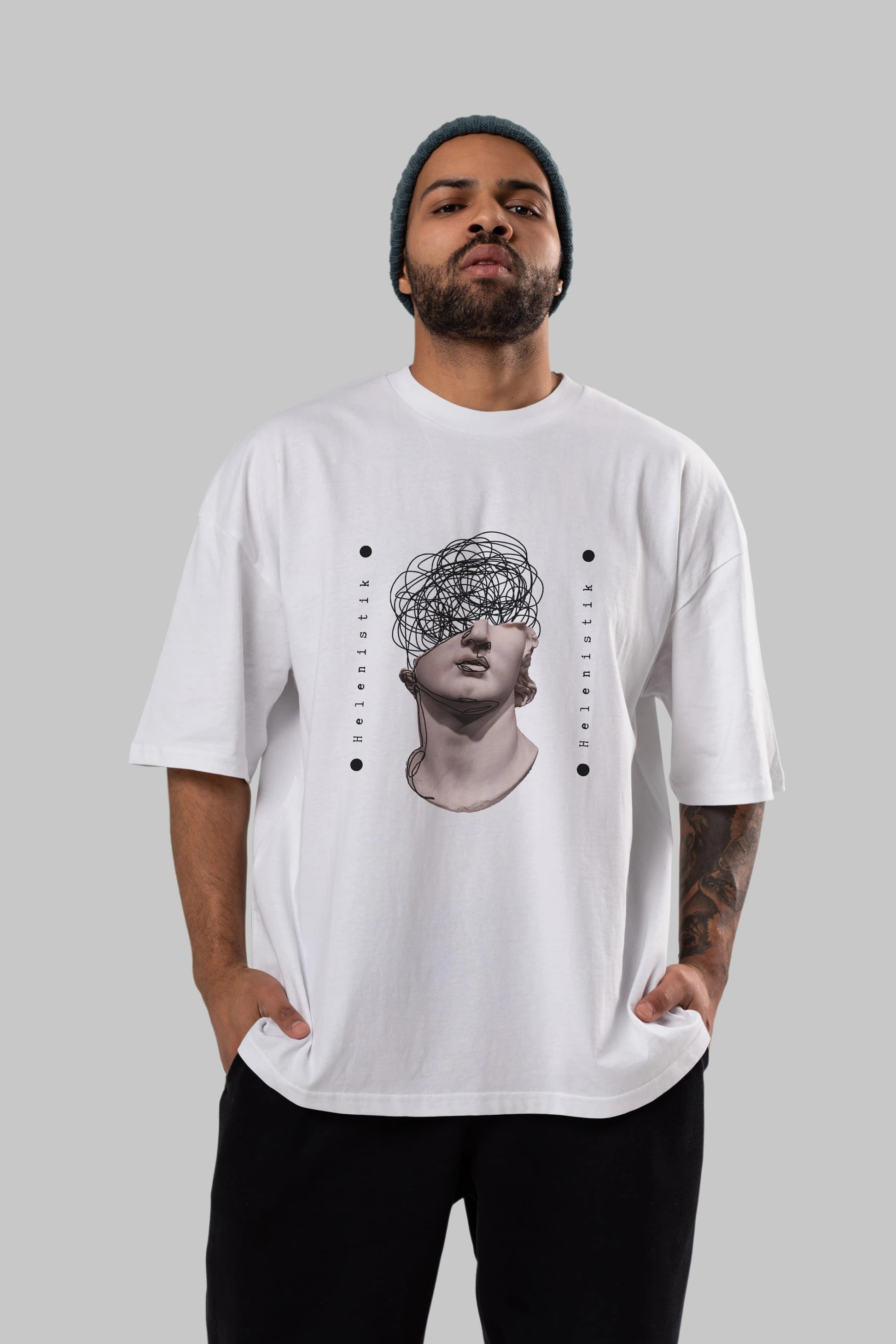 Heykel 2 Ön Baskılı Oversize t-shirt Erkek Kadın Unisex