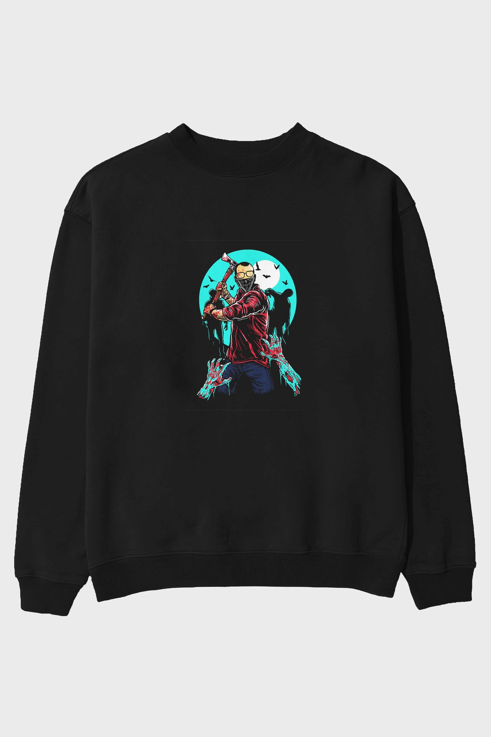 Zombie Killer Ön Baskılı Oversize Sweatshirt Erkek Kadın Unisex