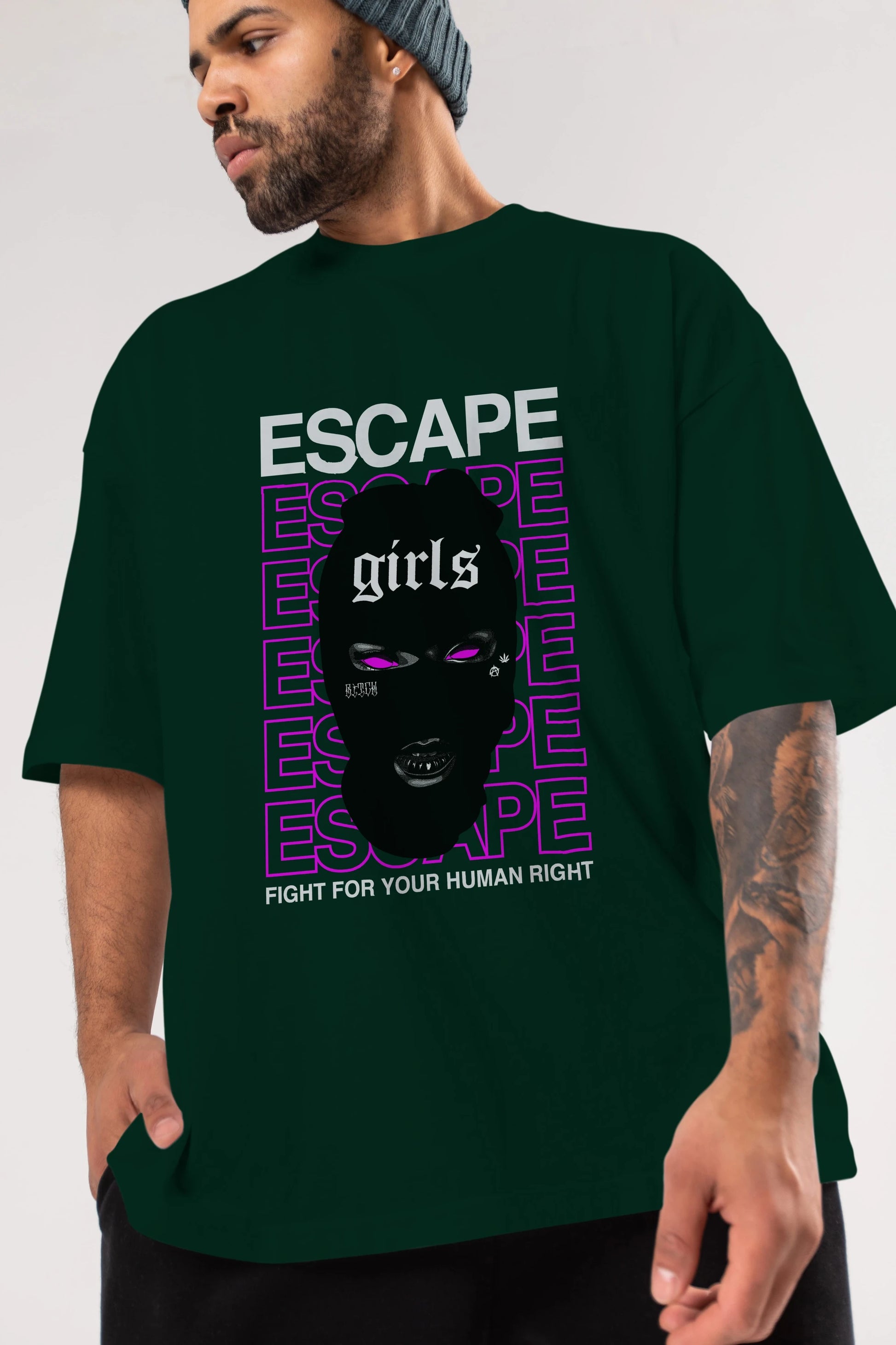 Escape Girl Ön Baskılı Oversize t-shirt Erkek Kadın Unisex