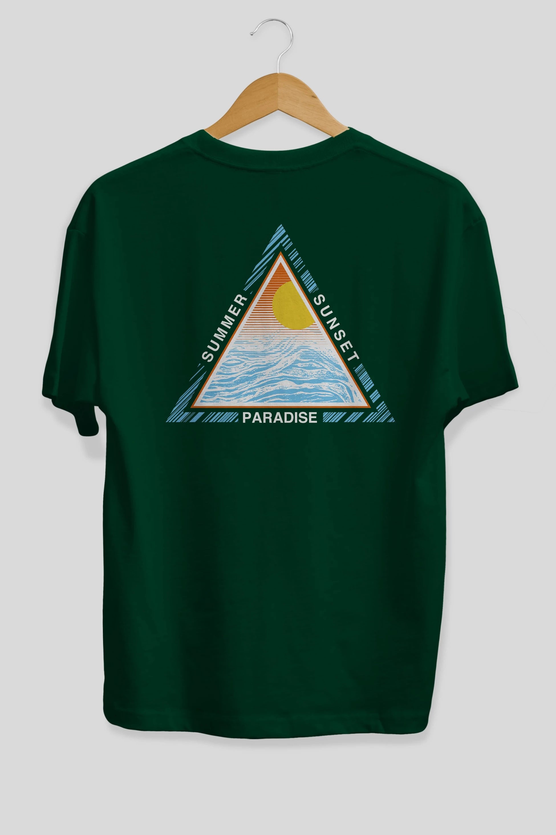 Summer Sunset Paradise Arka Baskılı Oversize t-shirt Erkek Kadın Unisex