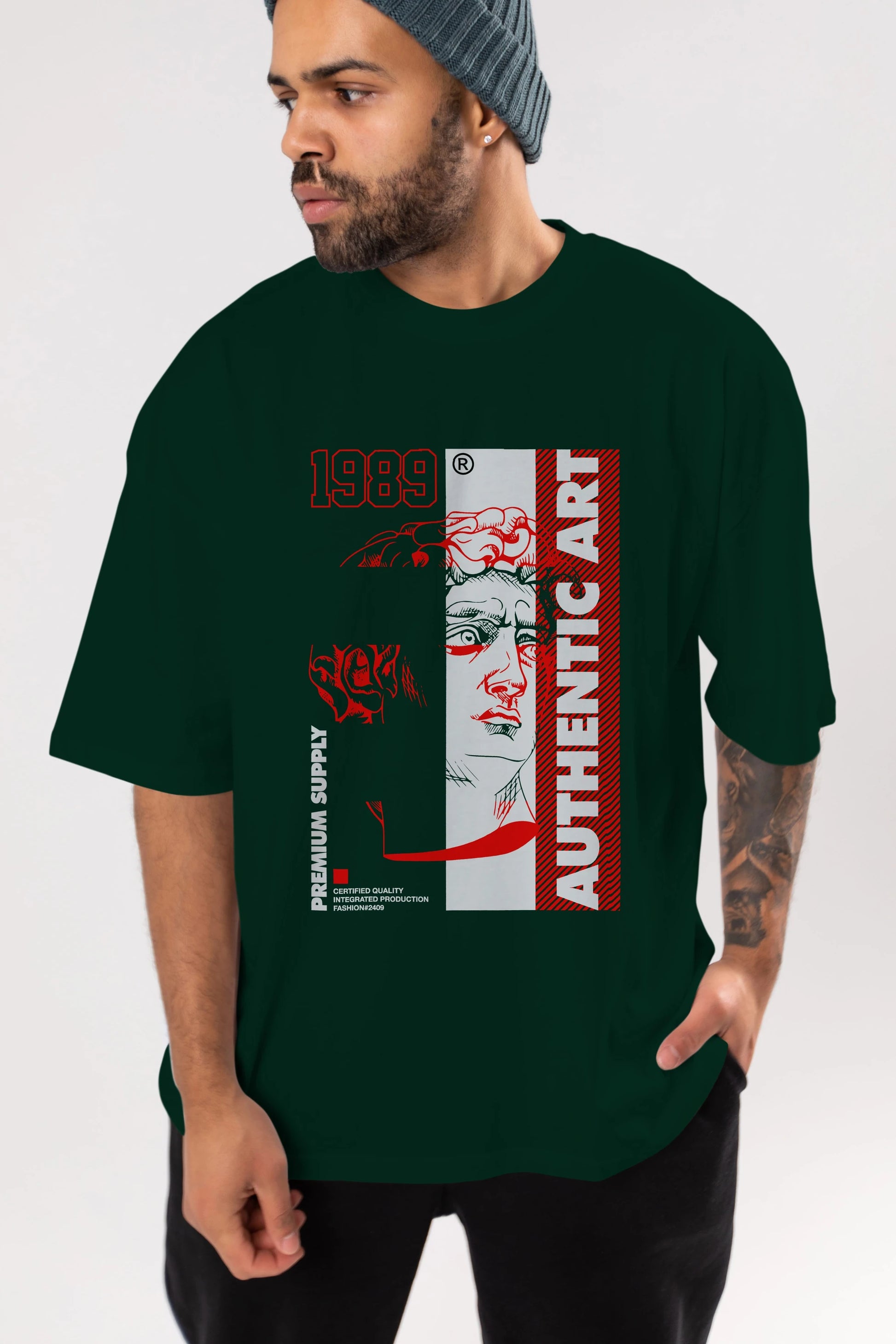 Authentic Art Ön Baskılı Oversize t-shirt Erkek Kadın Unisex