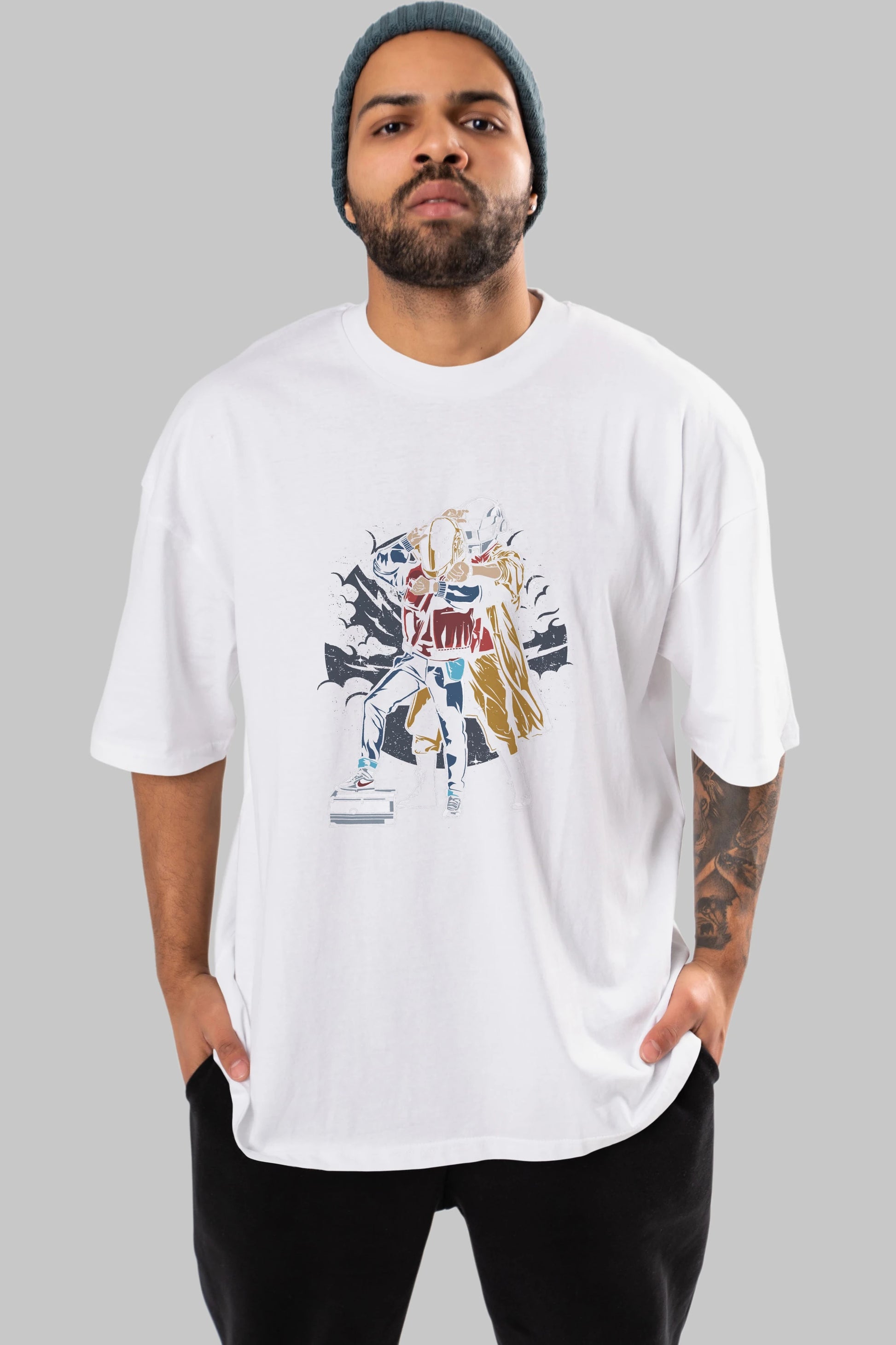 Back To The Beat Ön Baskılı Oversize t-shirt Erkek Kadın Unisex %100 Pamuk tişort