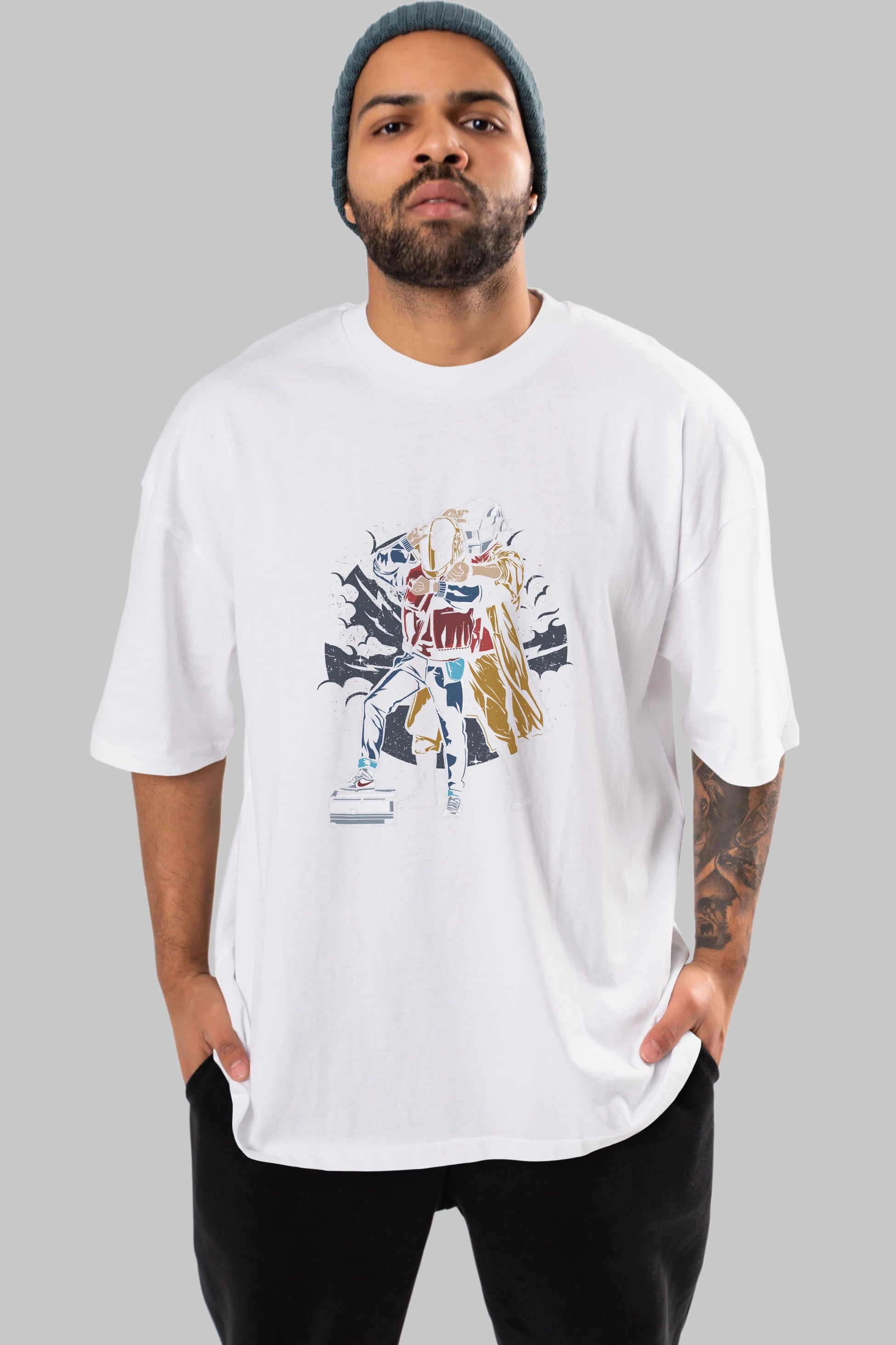 Back To The Beat Ön Baskılı Oversize t-shirt Erkek Kadın Unisex %100 Pamuk tişort