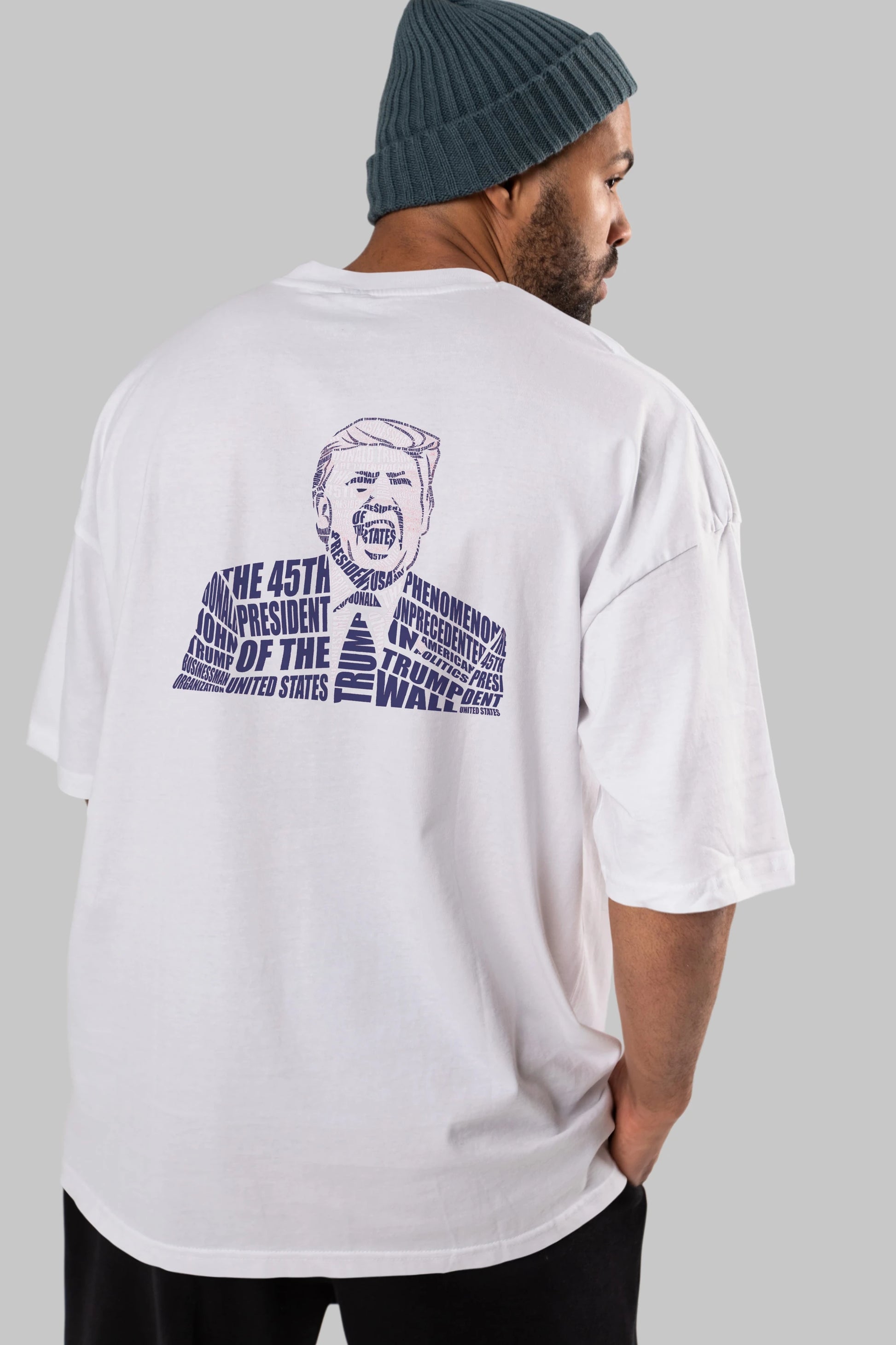 Trump Calligram Arka Baskılı Oversize t-shirt %100 pamuk Erkek Kadın Unisex