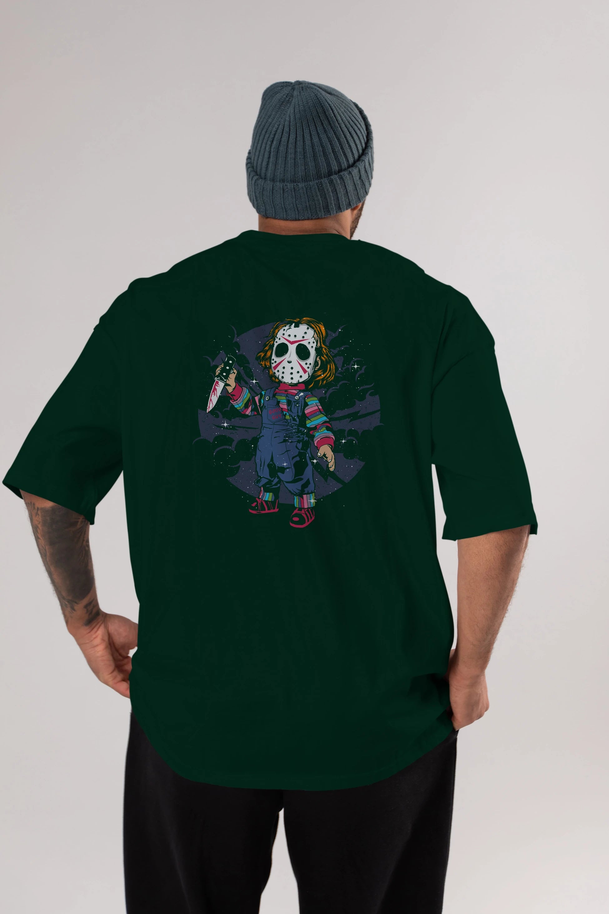 Chucky Arka Baskılı Oversize t-shirt Erkek Kadın Unisex %100 Pamuk