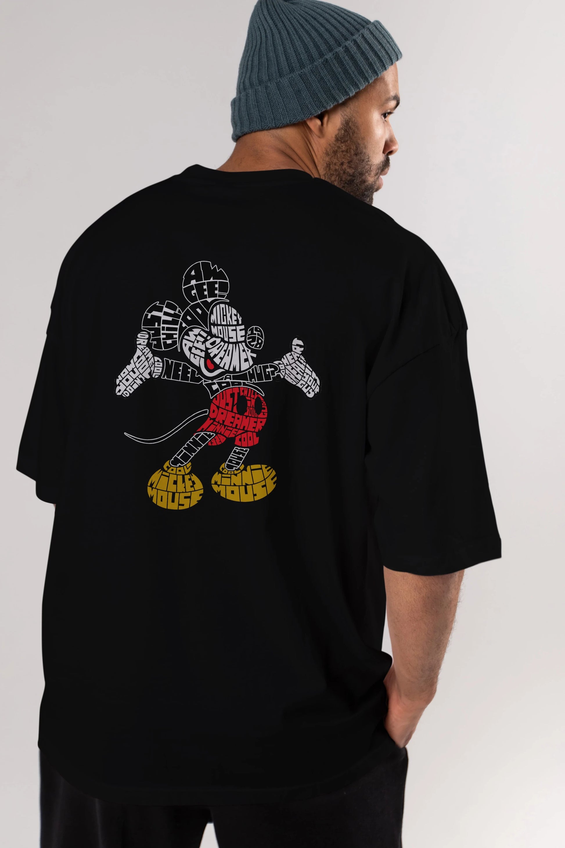 Mickey Arka Baskılı Oversize t-shirt %100 pamuk Erkek Kadın Unisex