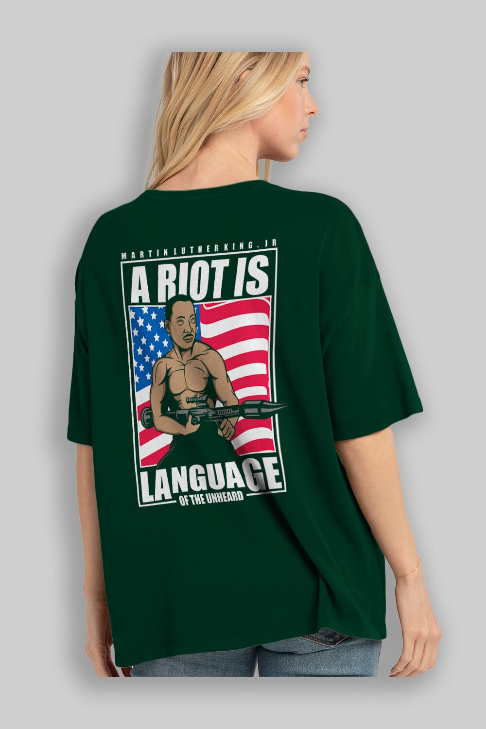 Luther King Jr Rambo Arka Baskılı Oversize t-shirt Erkek Kadın Unisex %100 Pamuk tişort