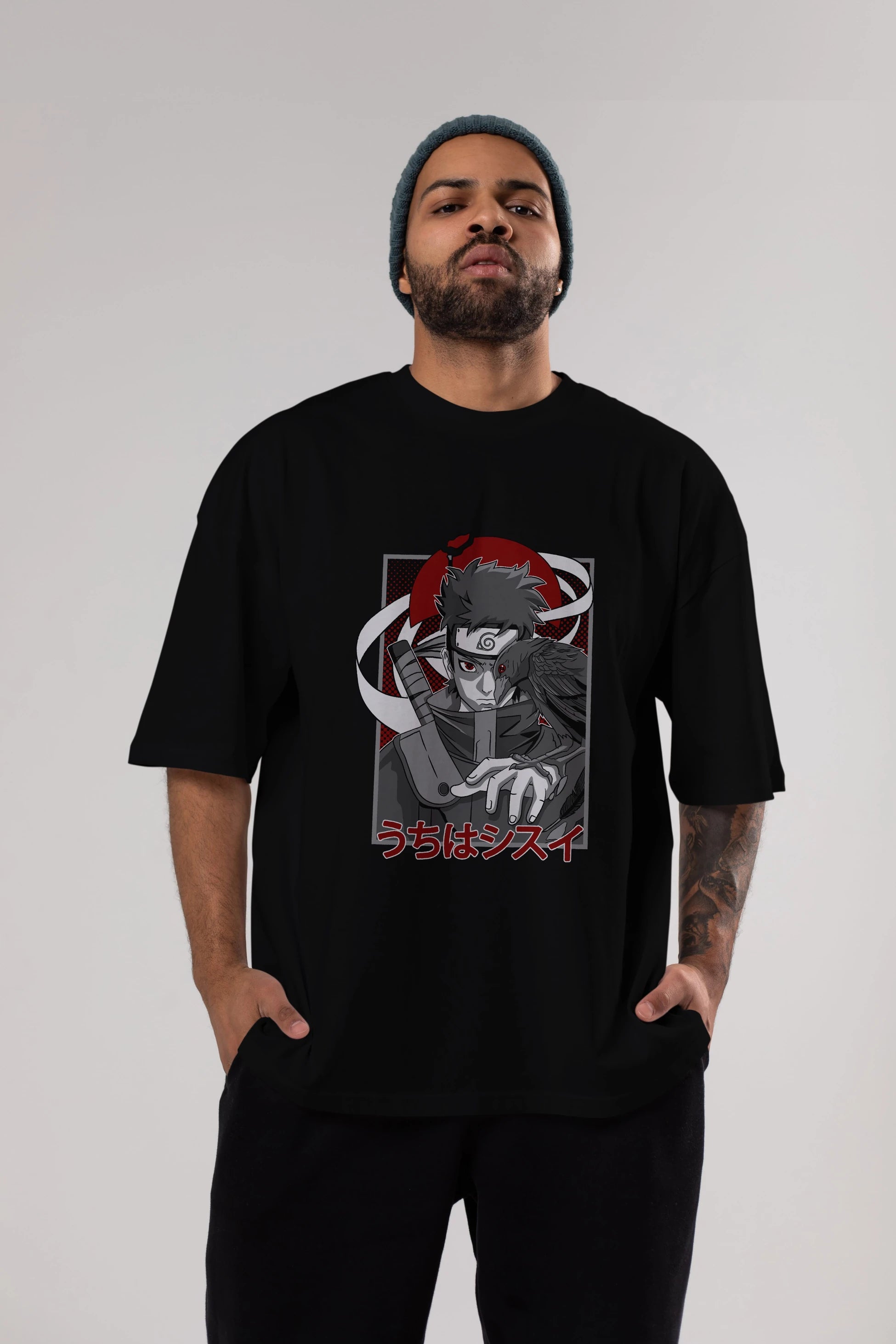SHISUI UCHIHA NARUTO Anime Ön Baskılı Oversize t-shirt %100 pamuk Erkek Kadın Unisex