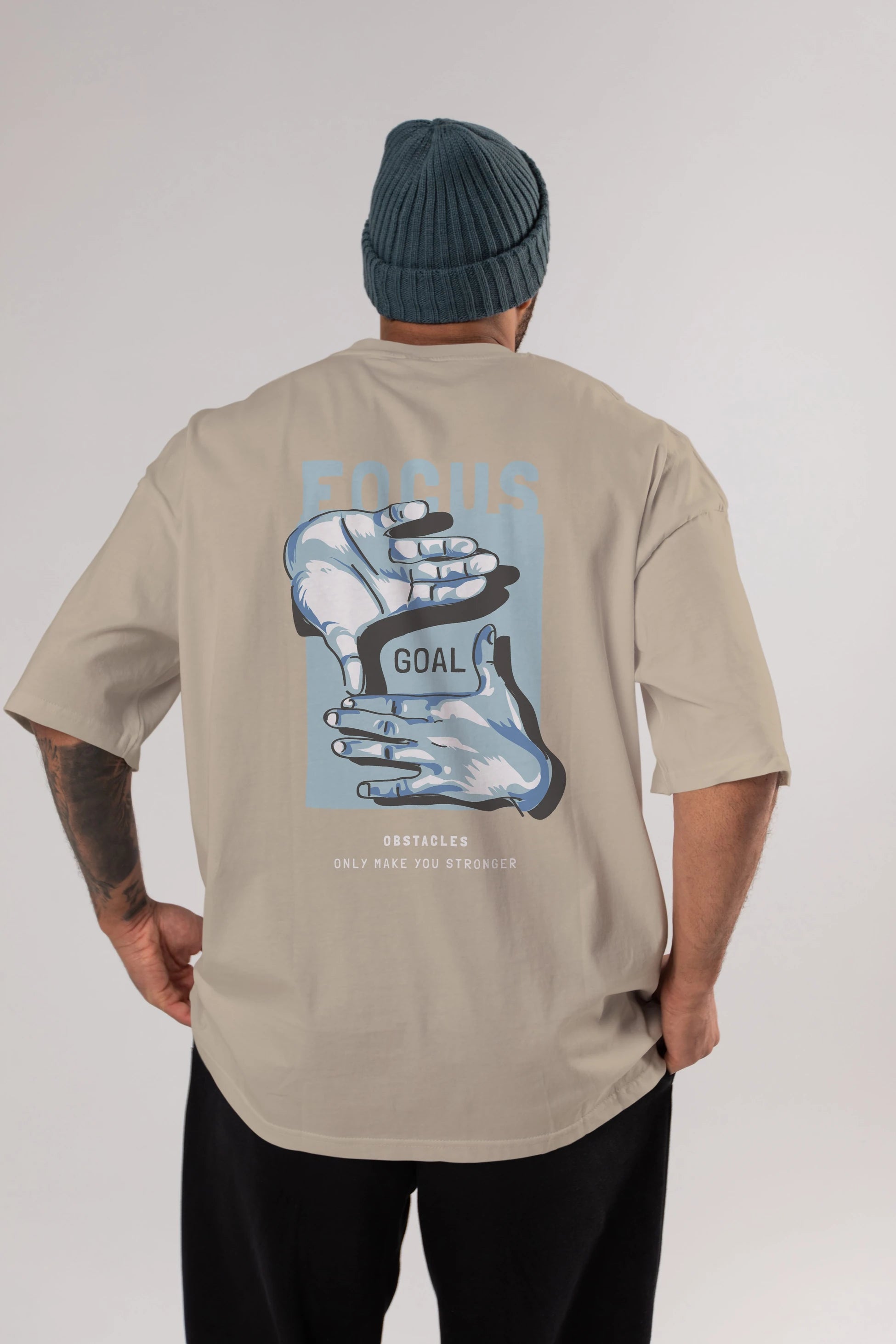 Focus Goal Arka Baskılı Oversize t-shirt Erkek Kadın Unisex