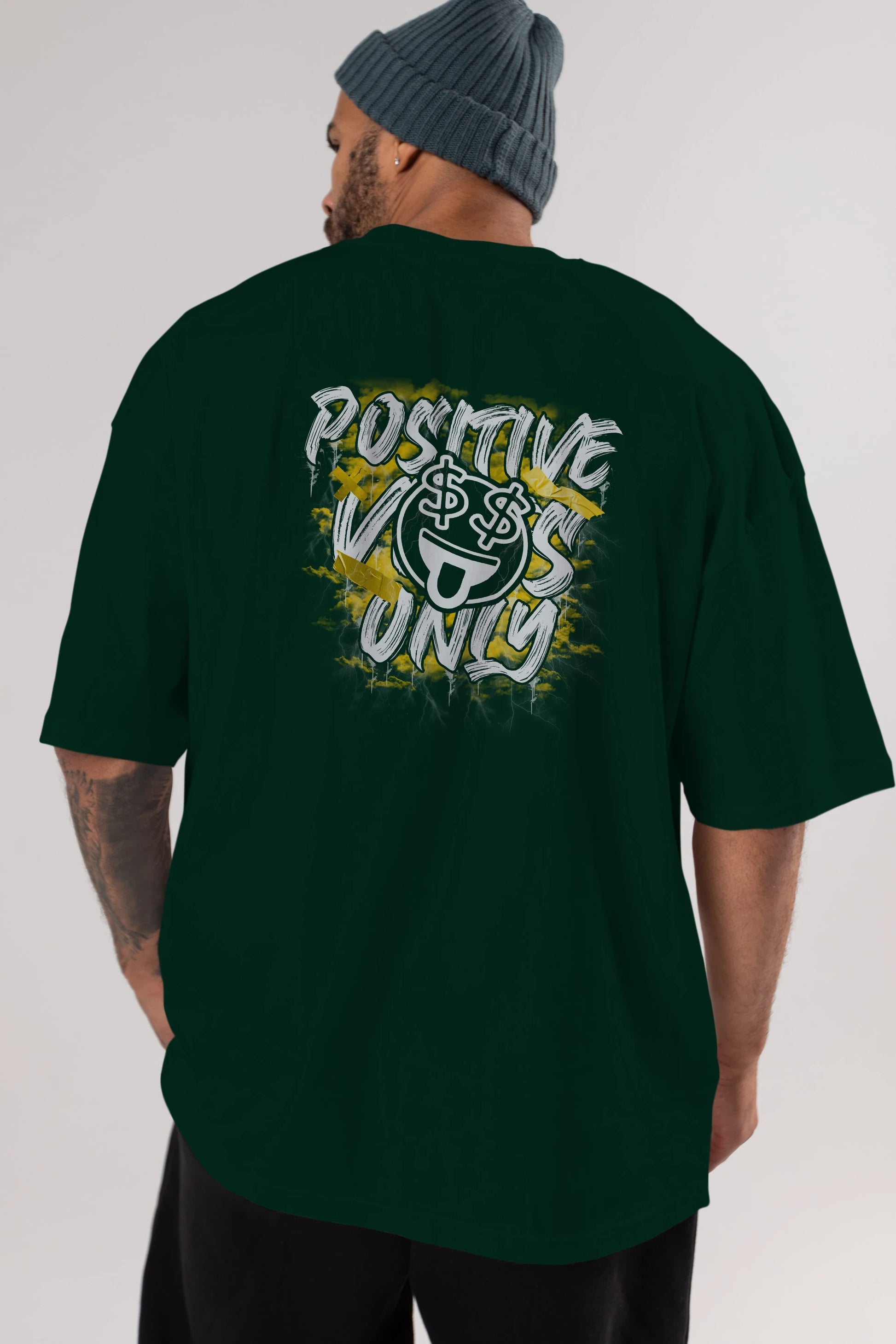 Positive Only Arka Baskılı Oversize t-shirt Erkek Kadın Unisex