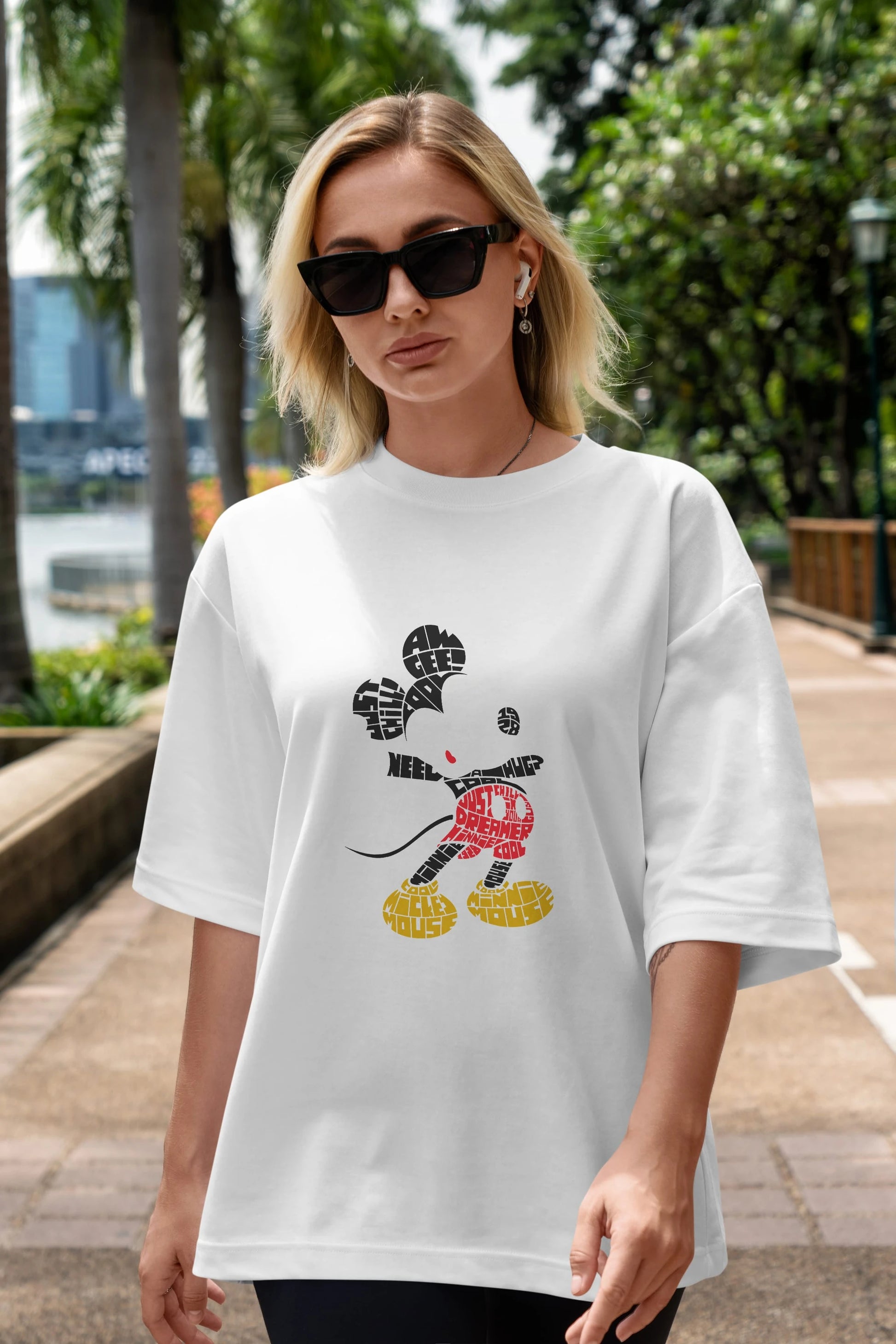 Mickey Ön Baskılı Oversize t-shirt %100 pamuk Erkek Kadın Unisex