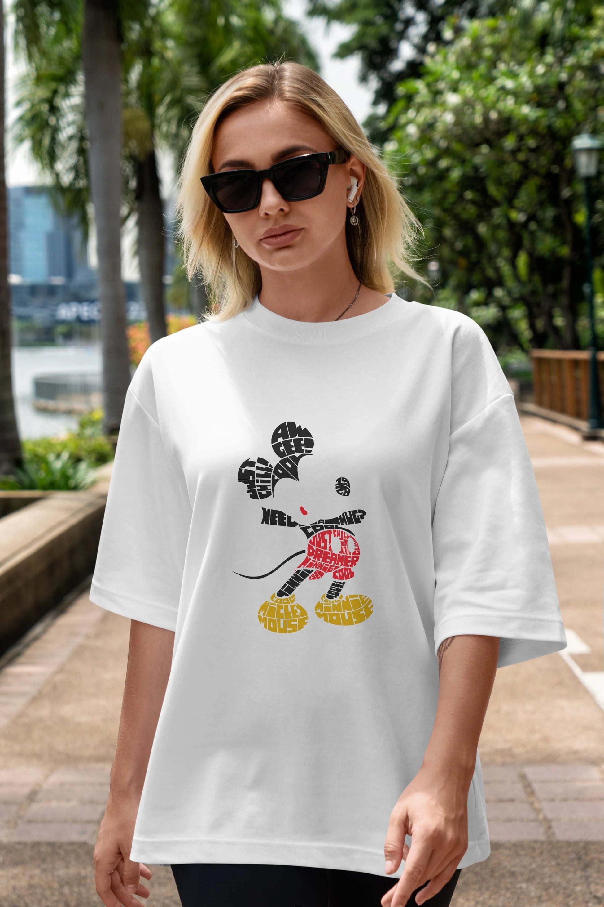 Mickey Ön Baskılı Oversize t-shirt %100 pamuk Erkek Kadın Unisex