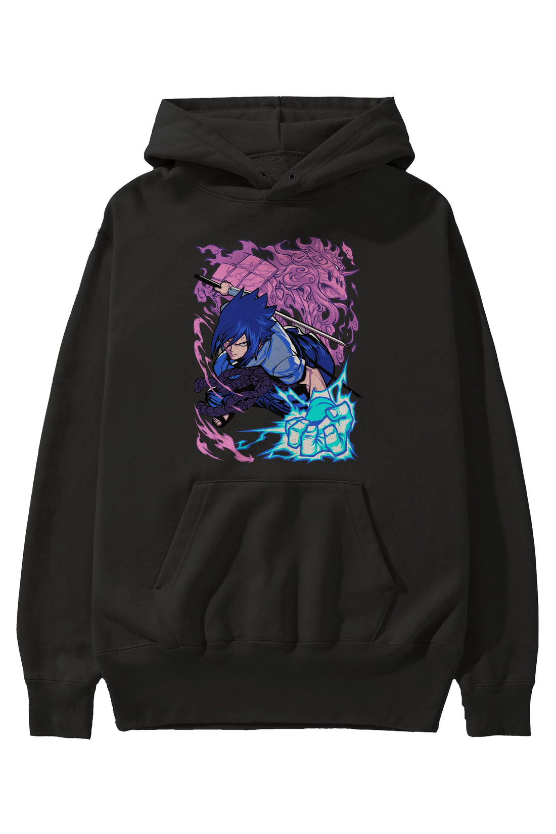 NARUTO SASUKE UCHIHA 2 Anime Ön Baskılı Hoodie Oversize Kapüşonlu Sweatshirt Erkek Kadın Unisex