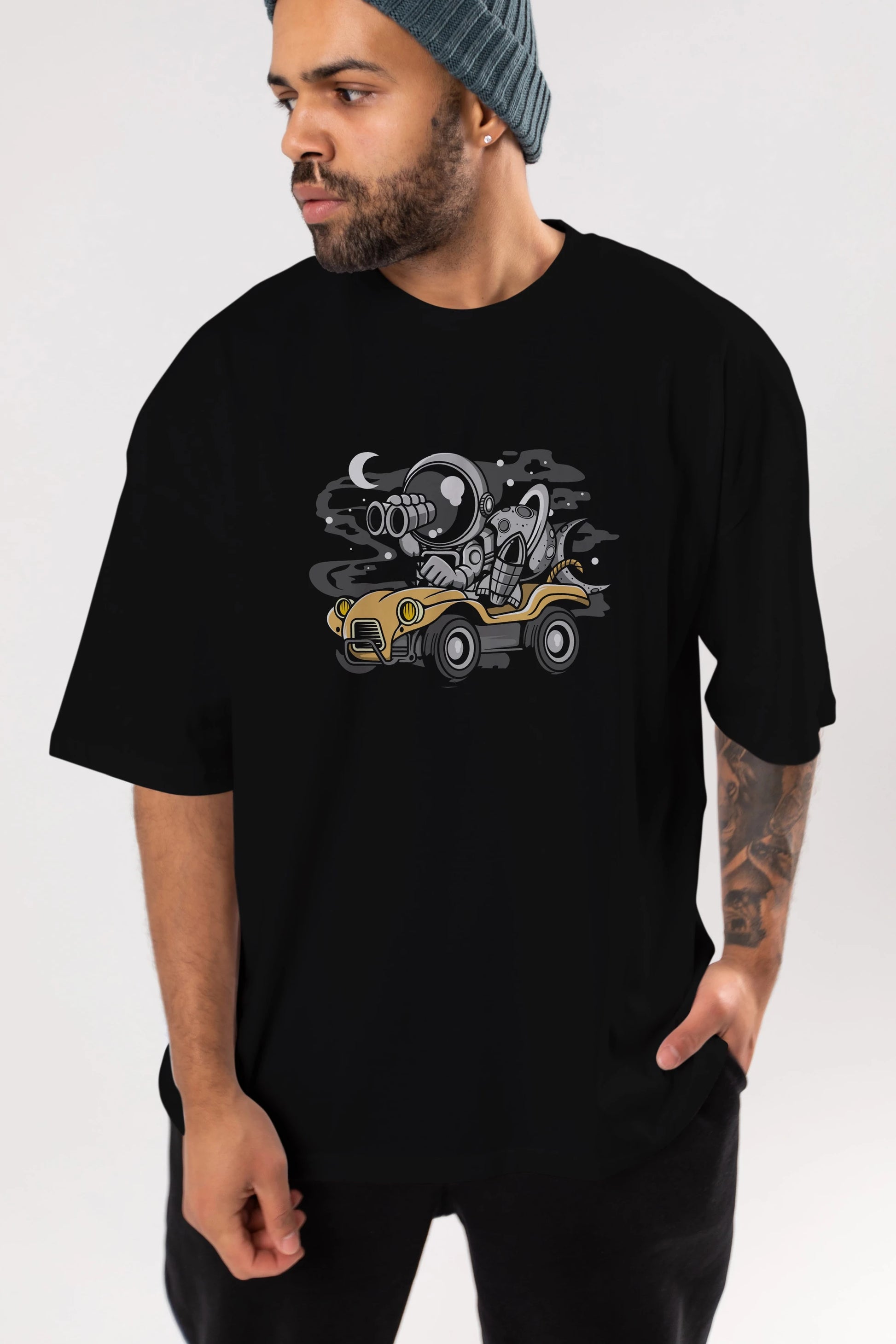 Astronaut Adventure Ön Baskılı Oversize t-shirt Erkek Kadın Unisex