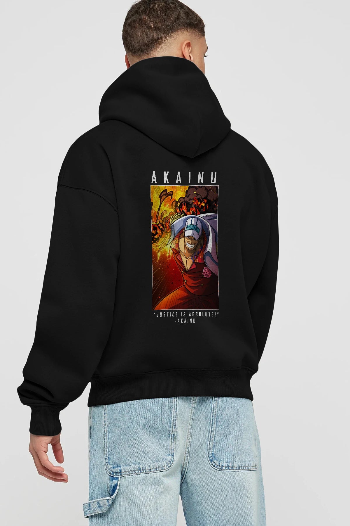 Sakazuki Anime Arka Baskılı Hoodie Oversize Kapüşonlu Sweatshirt Erkek Kadın Unisex