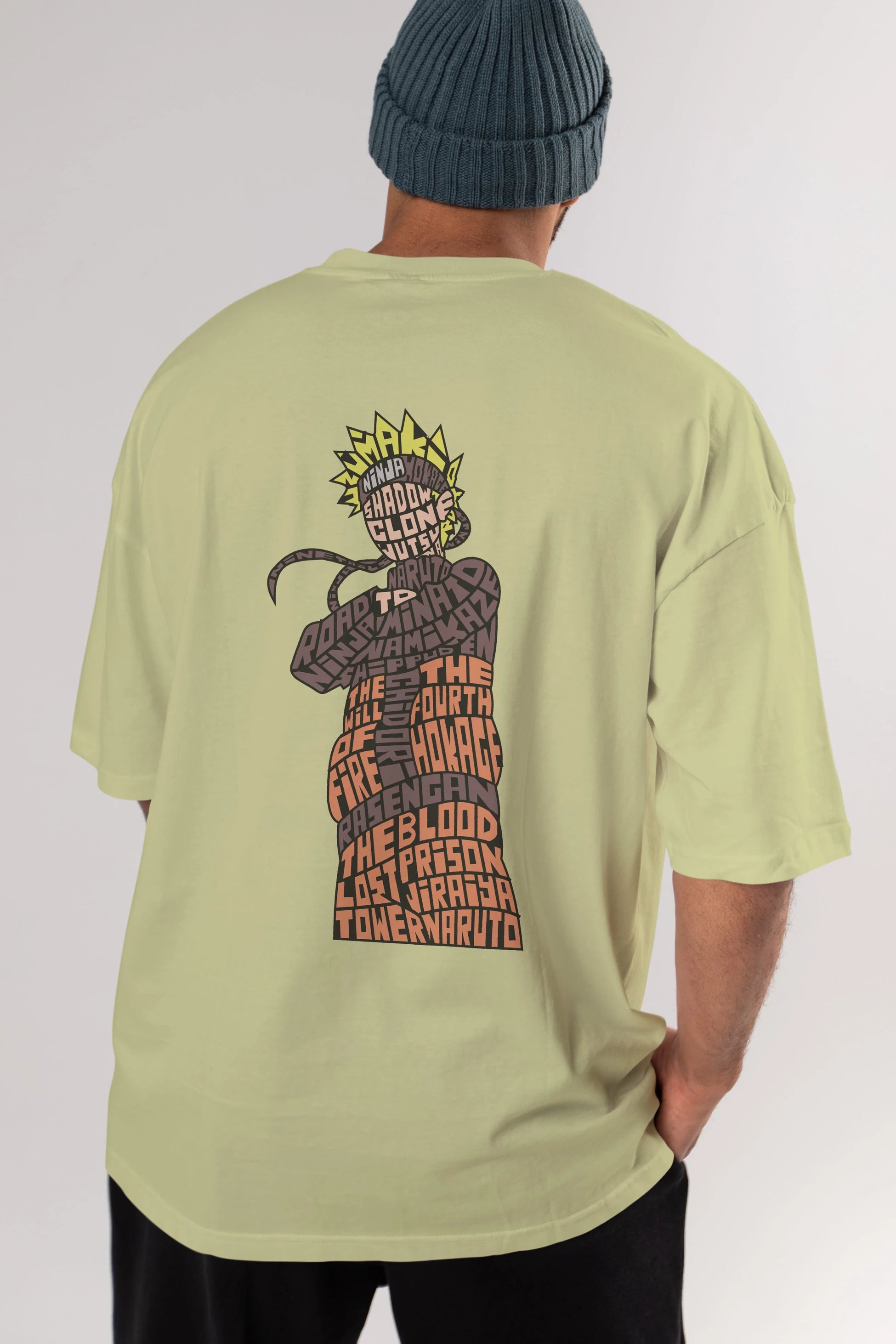 Rasengan Arka Baskılı Oversize t-shirt %100 pamuk Erkek Kadın Unisex