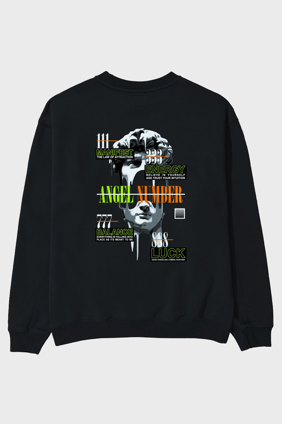Angel Number Arka Baskılı Oversize Sweatshirt Erkek Kadın Unisex