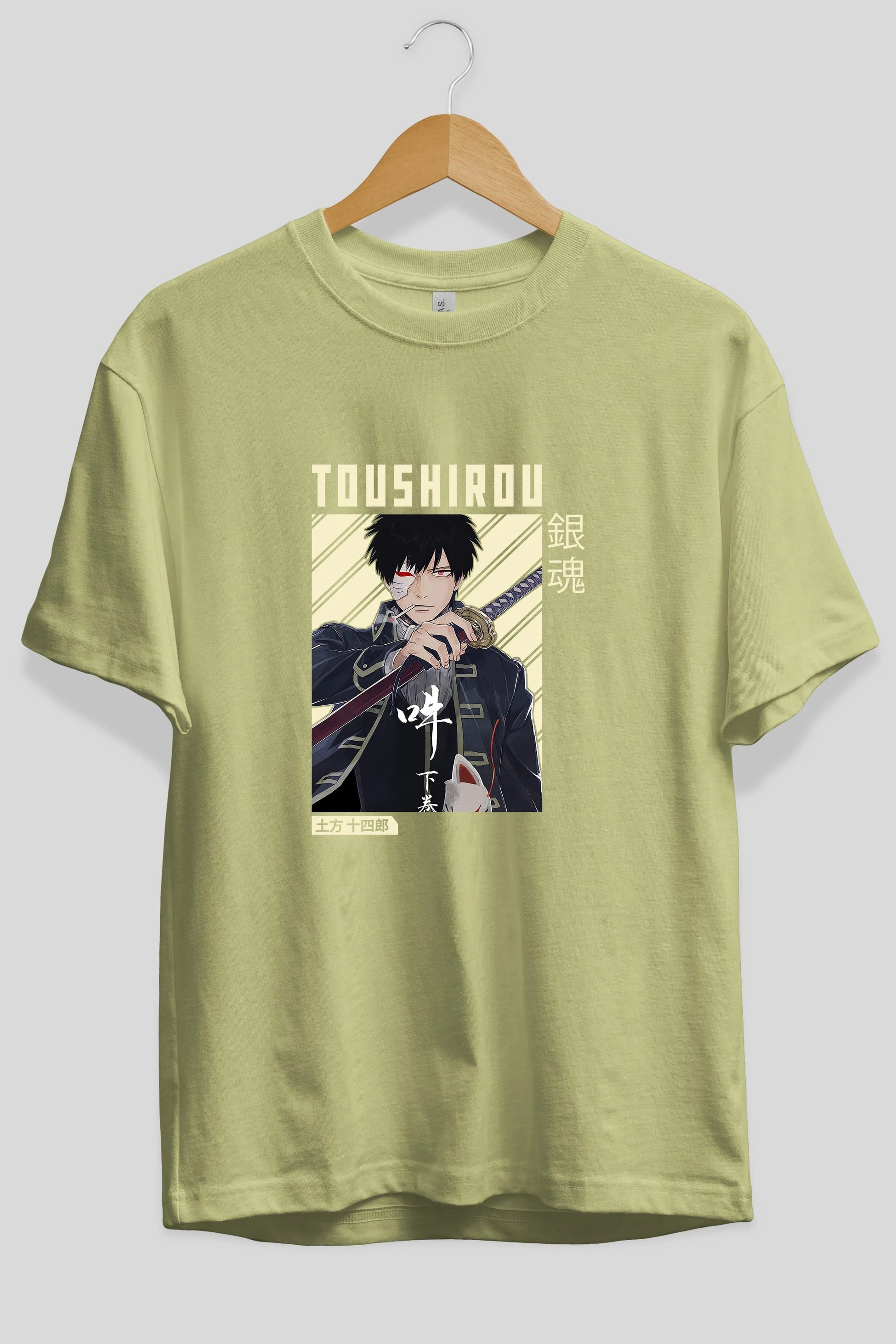 Toushirou Hijikata Anime Ön Baskılı Oversize t-shirt %100 pamuk Erkek Kadın Unisex
