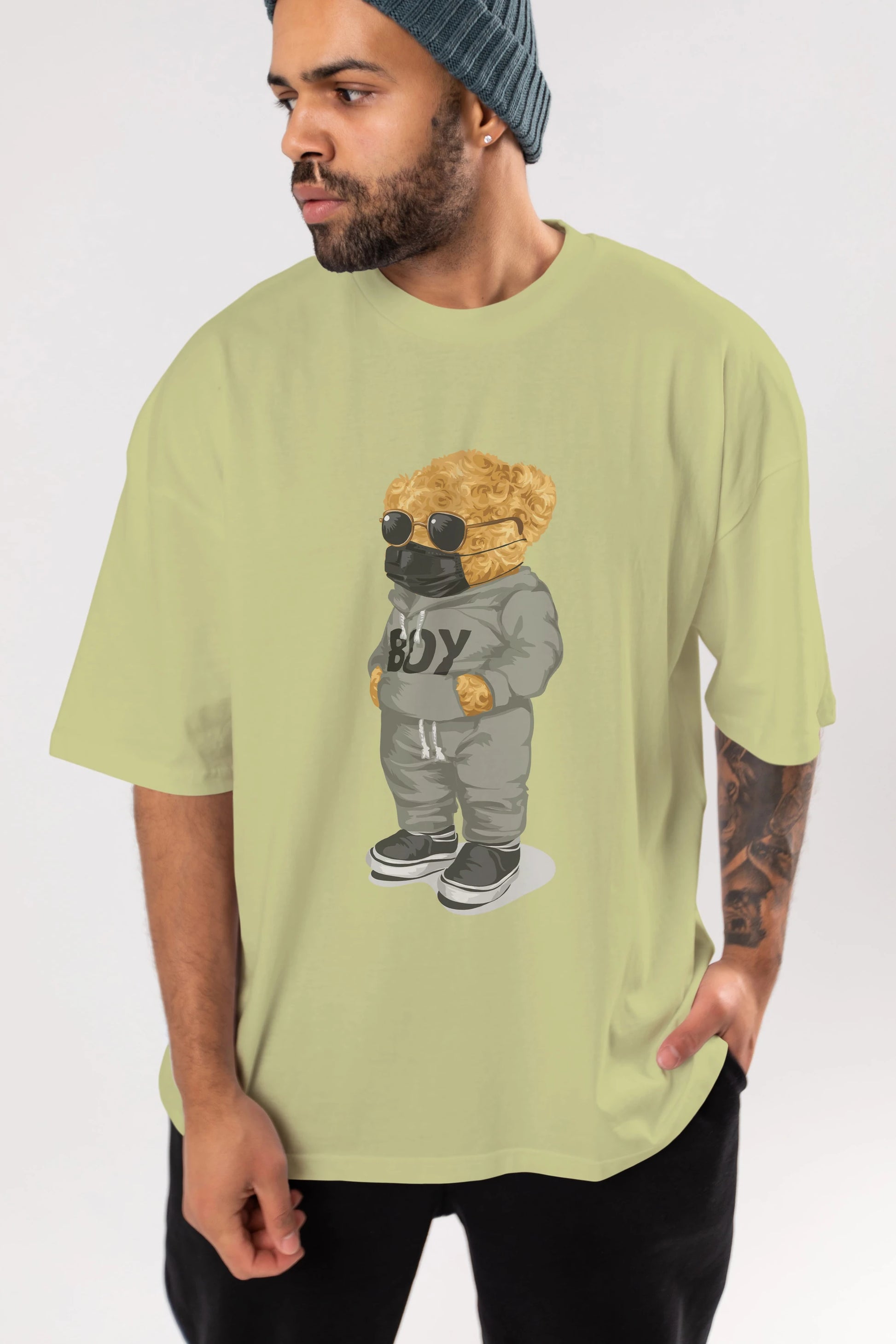 Teddy Bear Boy Ön Baskılı Oversize t-shirt Erkek Kadın Unisex %100 Pamuk