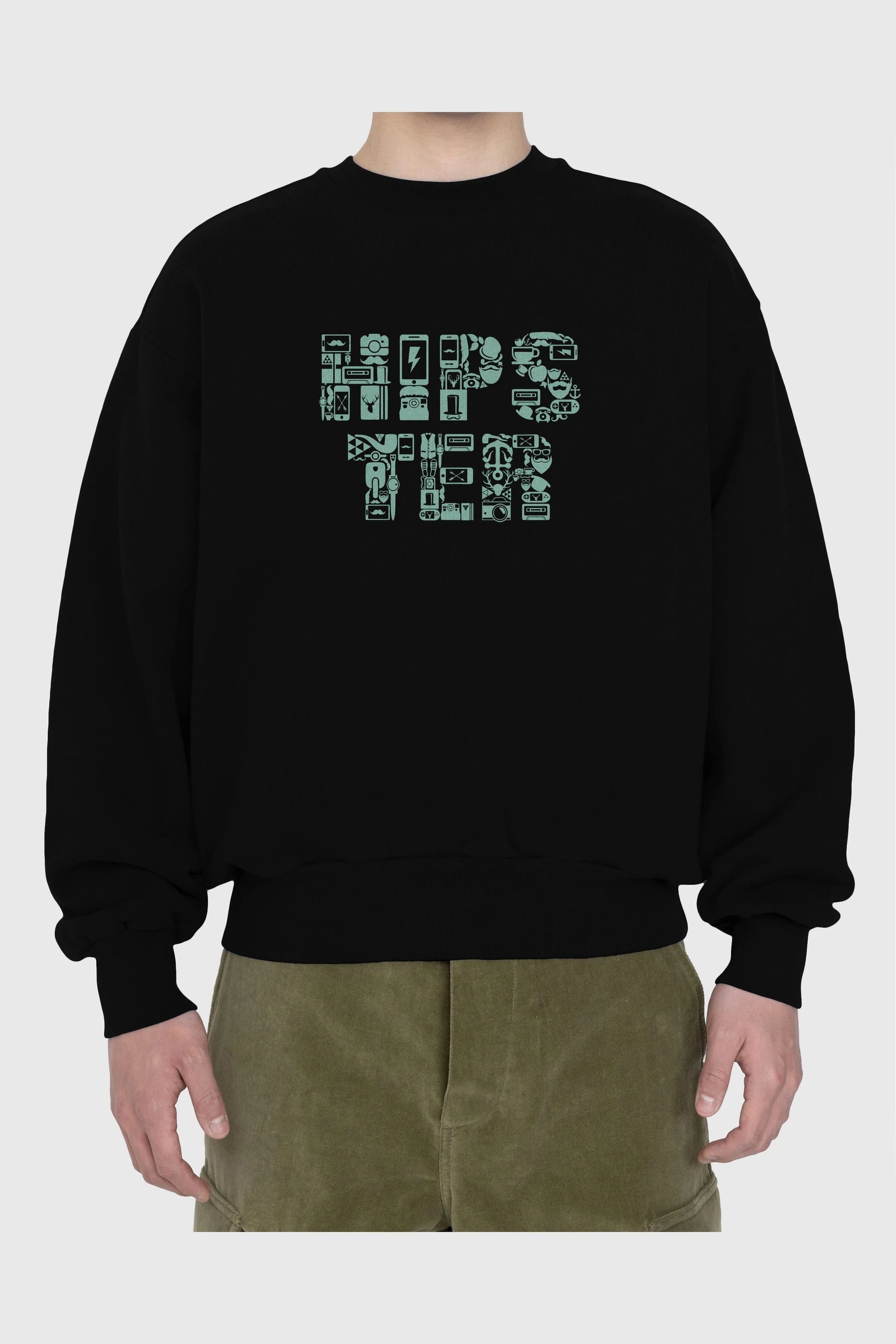 HIPSTER Ön Baskılı Oversize Sweatshirt Erkek Kadın Unisex