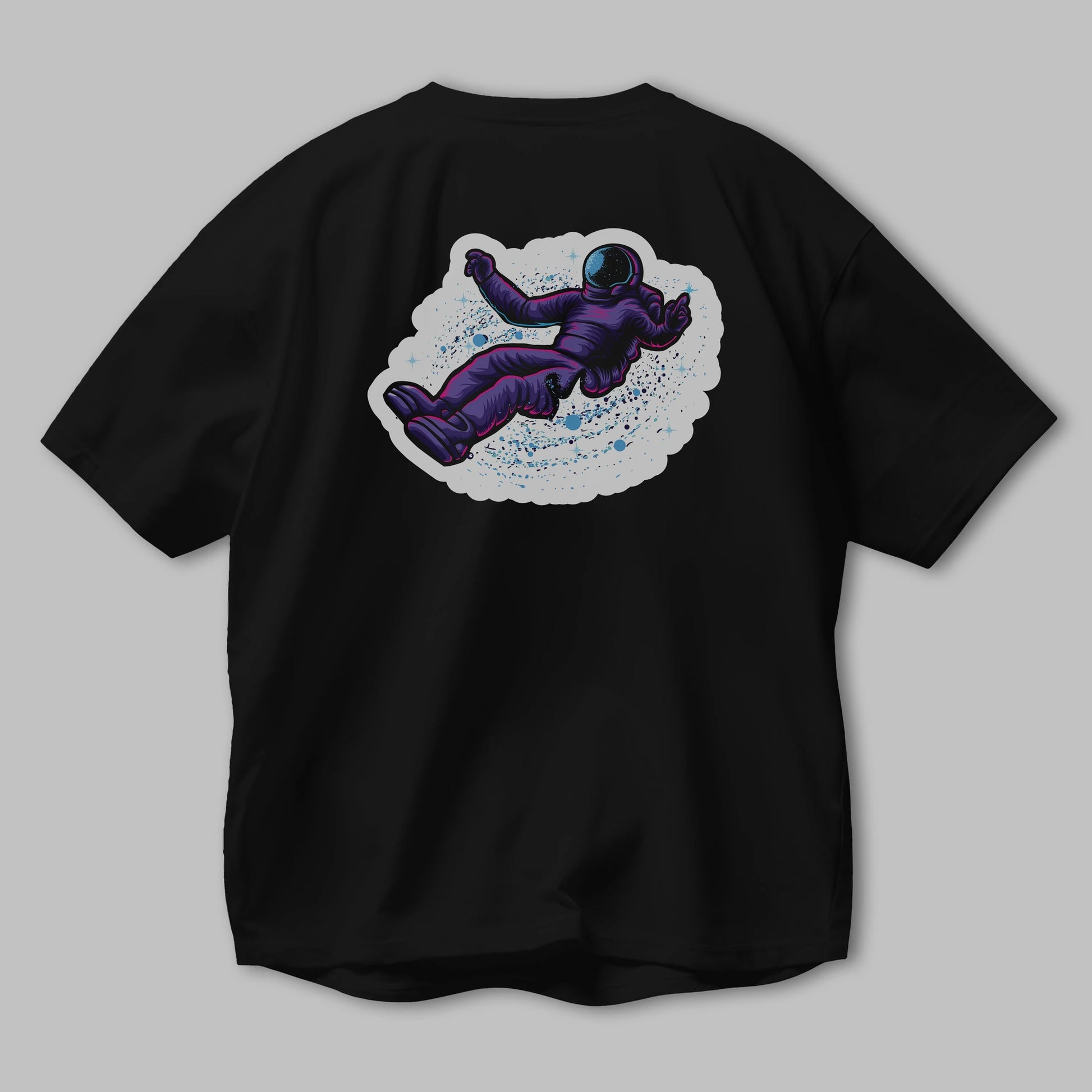 Having fun in outer space sticker Arka Baskılı Oversize t-shirt Erkek Kadın Unisex