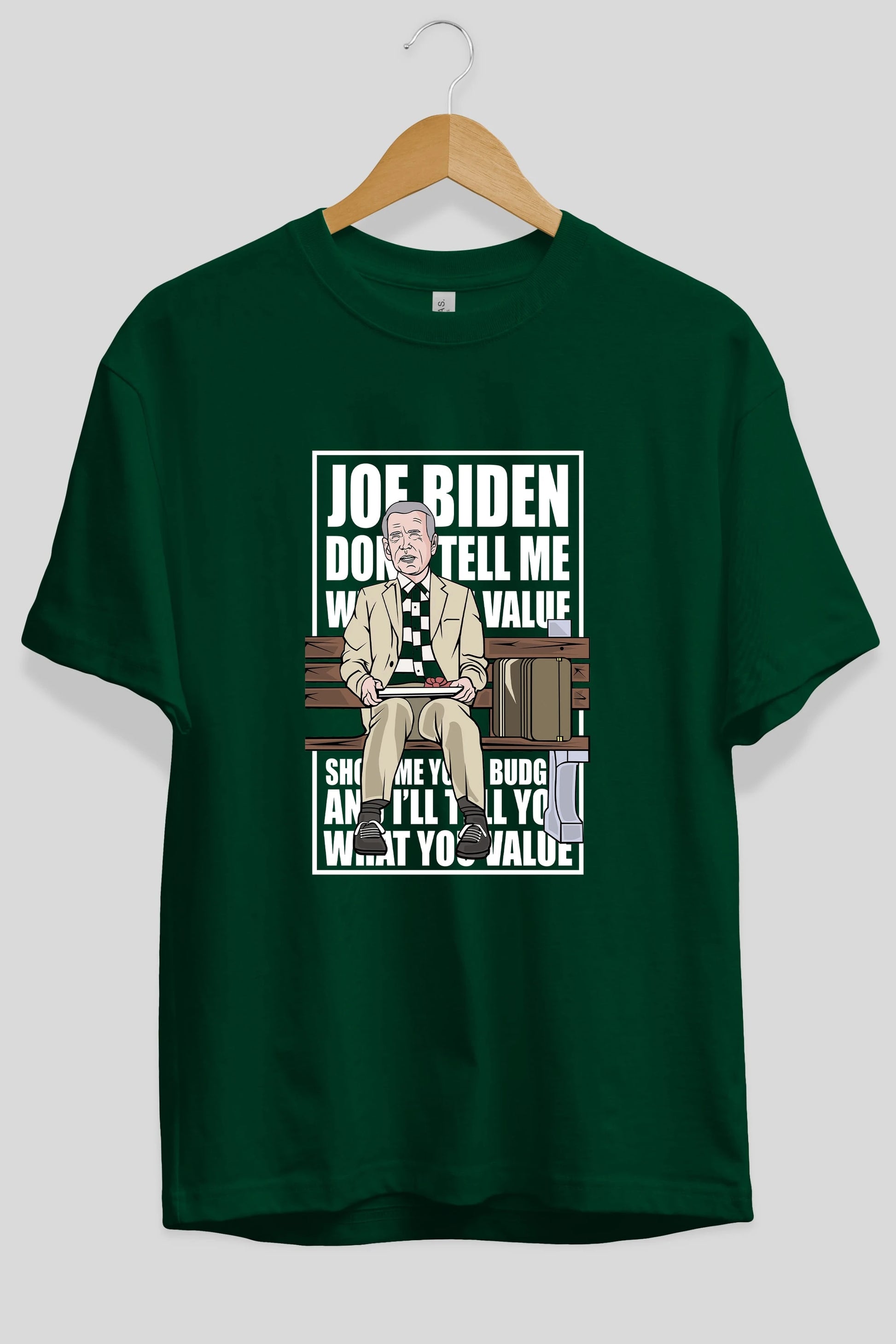 Joe Biden Forest Gump Ön Baskılı Oversize t-shirt Erkek Kadın Unisex %100 Pamuk tişort