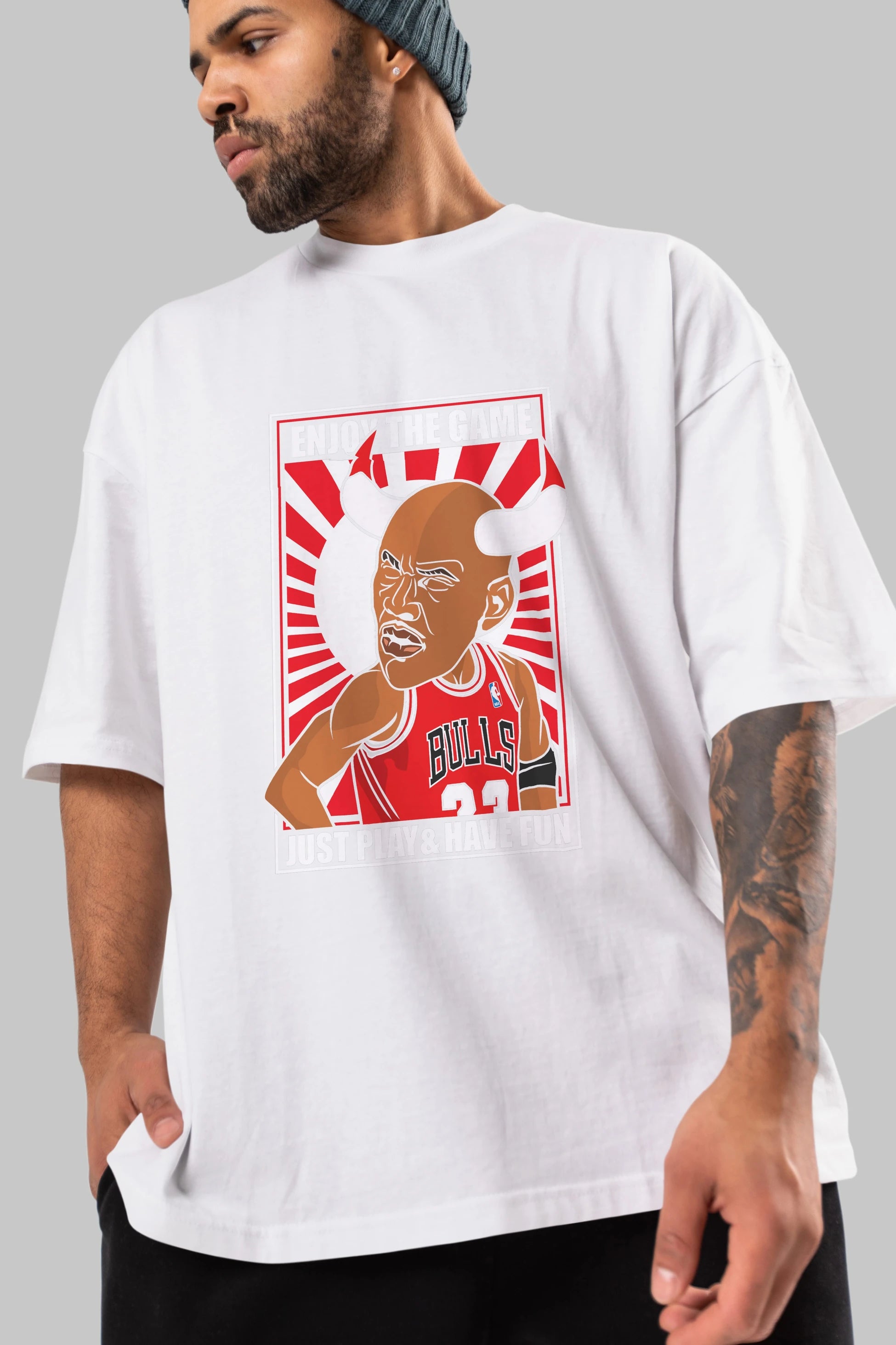 Michael Jordan Ön Baskılı Oversize t-shirt Erkek Kadın Unisex %100 Pamuk tişort