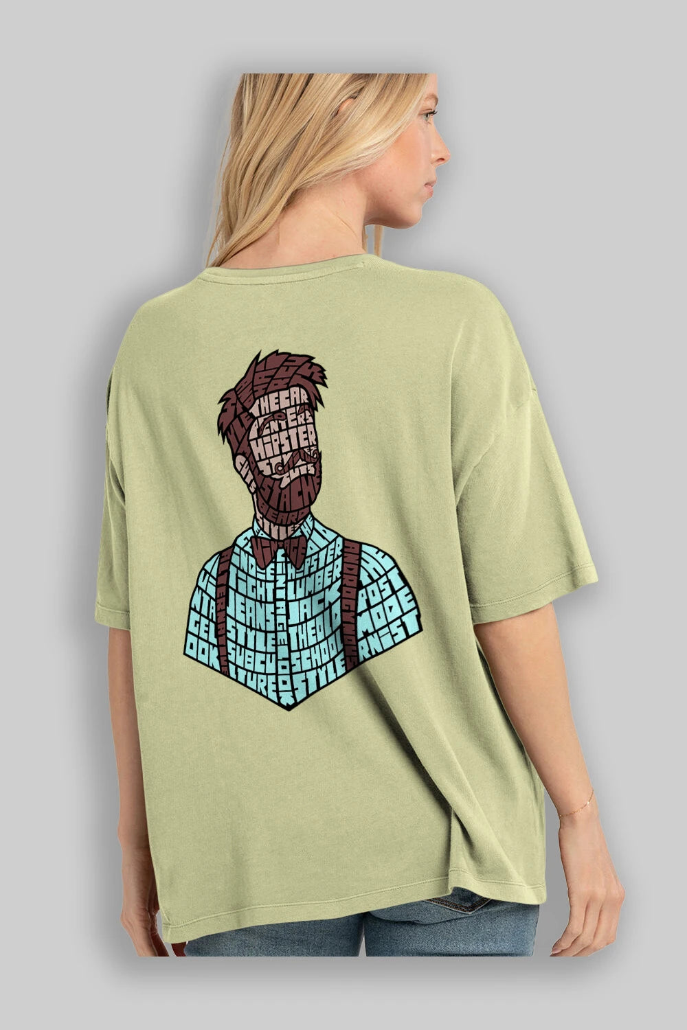 Hipster (2) Arka Baskılı Oversize t-shirt %100 pamuk Erkek Kadın Unisex