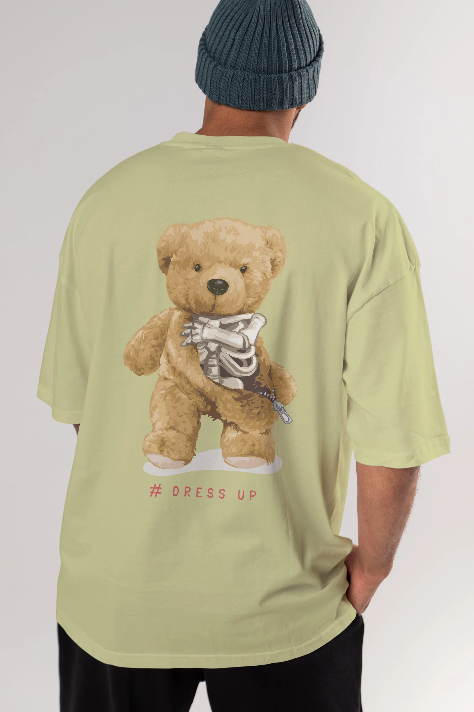 Teddy Bear Dress Up Arka Baskılı Oversize t-shirt Erkek Kadın Unisex %100 Pamuk