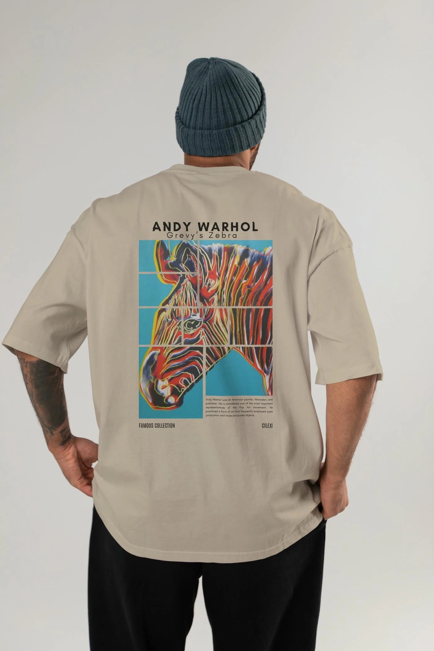 Andy Warhol Arka Baskılı Oversize t-shirt Erkek Kadın Bisiklet Yaka Pamuk tişort