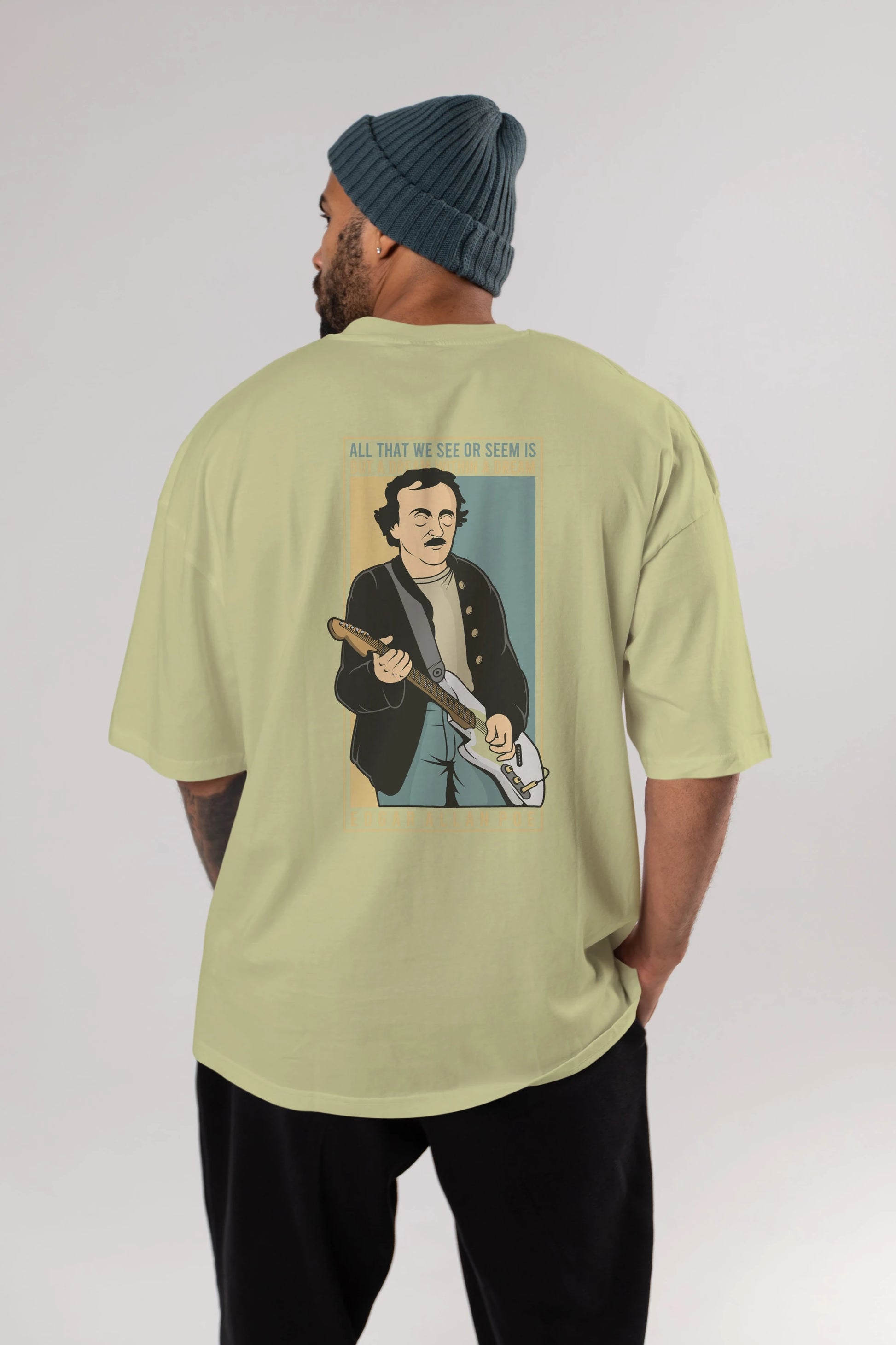 Edgar Alan Cobain Arka Baskılı Oversize t-shirt Erkek Kadın Unisex %100 Pamuk tişort