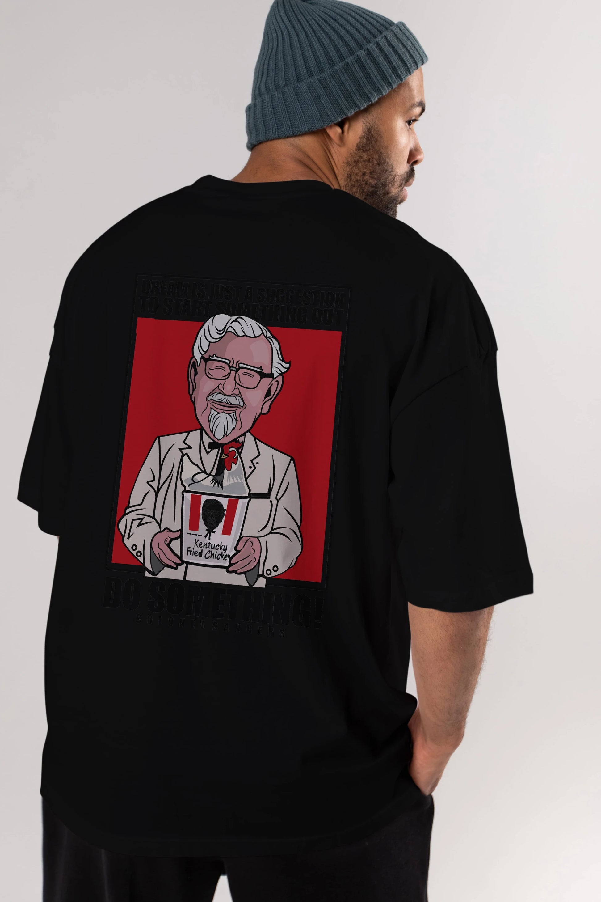 Colonel Sanders Arka Baskılı Oversize t-shirt Erkek Kadın Unisex %100 Pamuk tişort