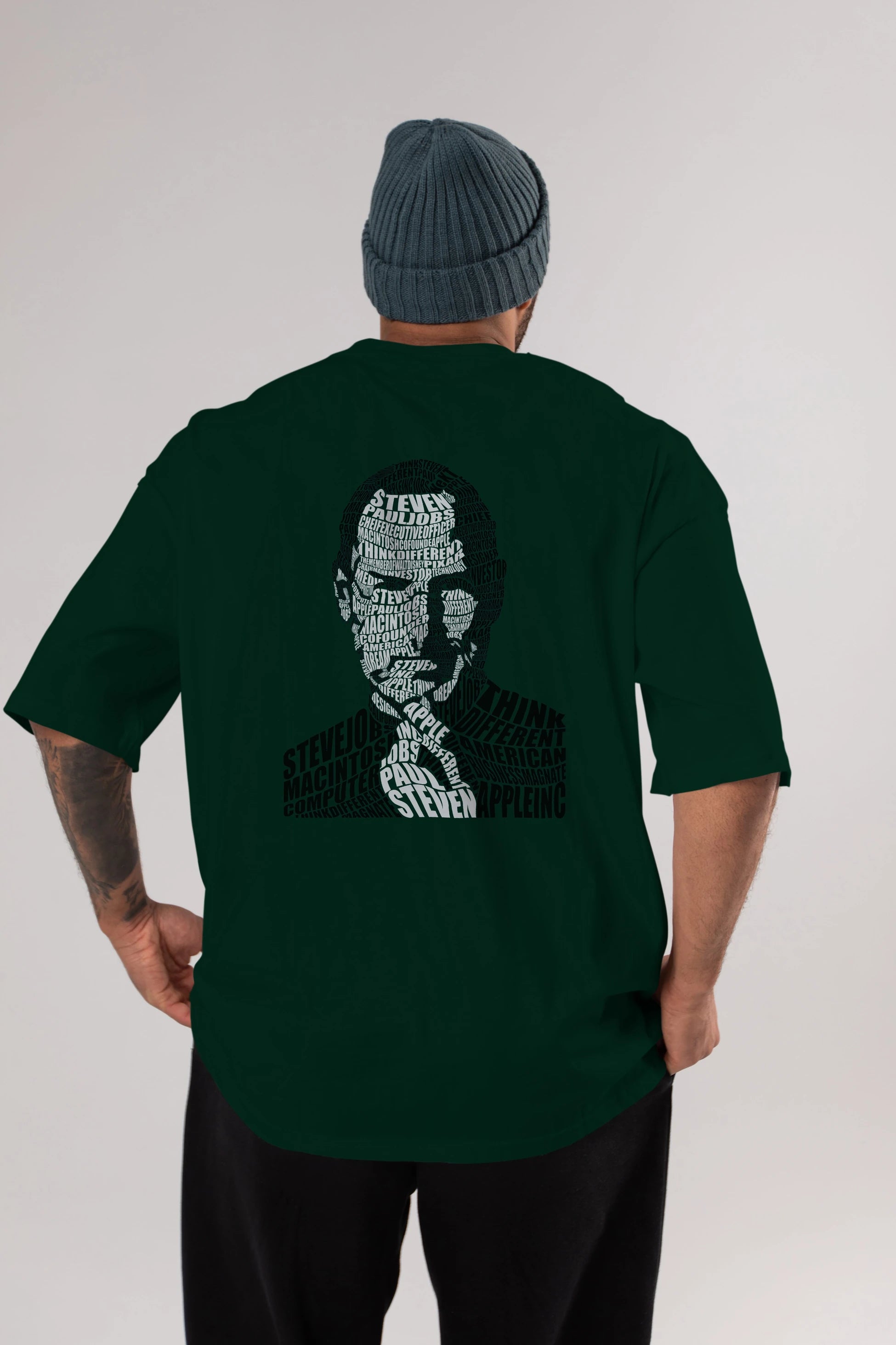 Steve Jobs Calligram Arka Baskılı Oversize t-shirt %100 pamuk Erkek Kadın Unisex
