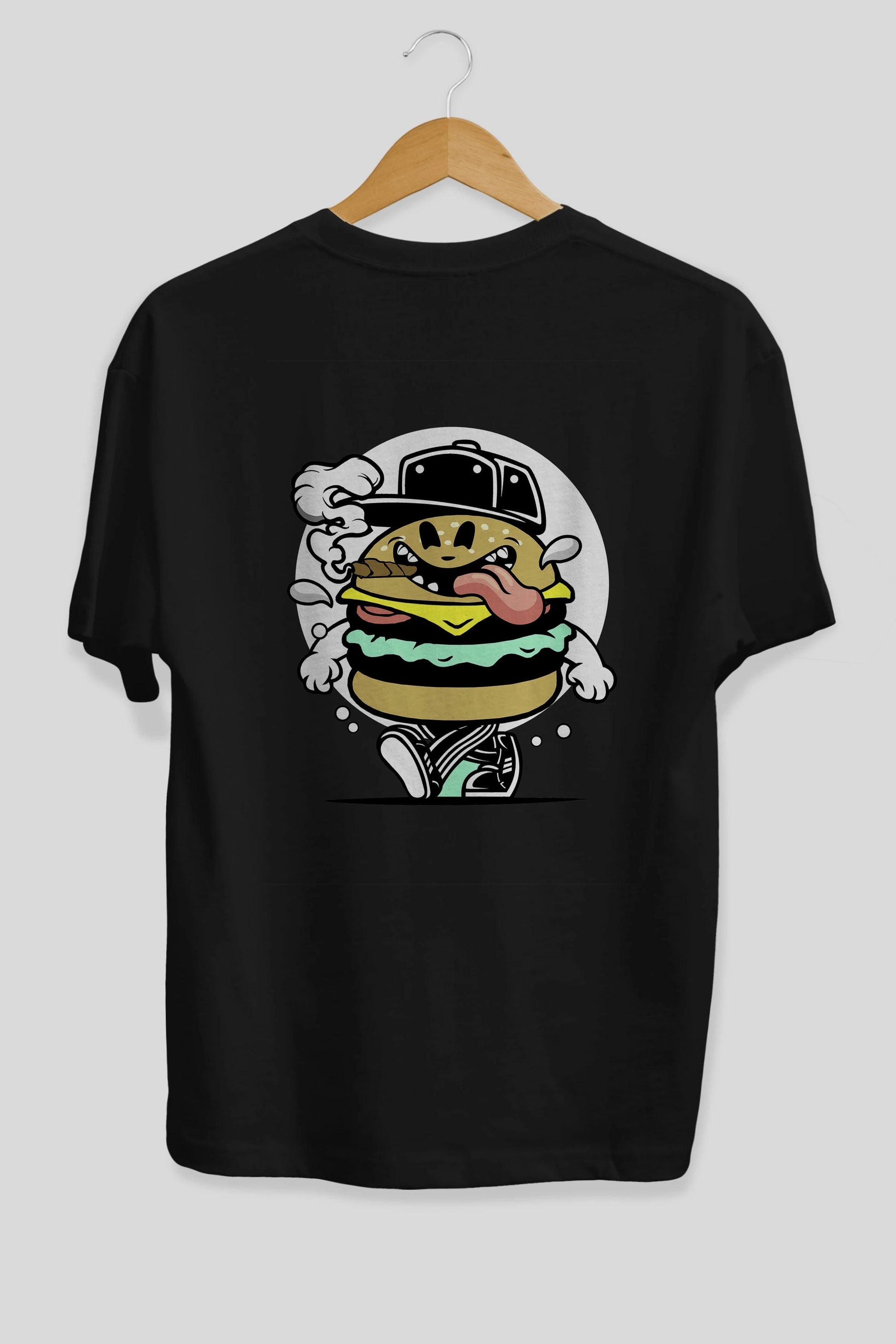 Burger Guy Arka Baskılı Oversize t-shirt Erkek Kadın Unisex %100 Pamuk tişort