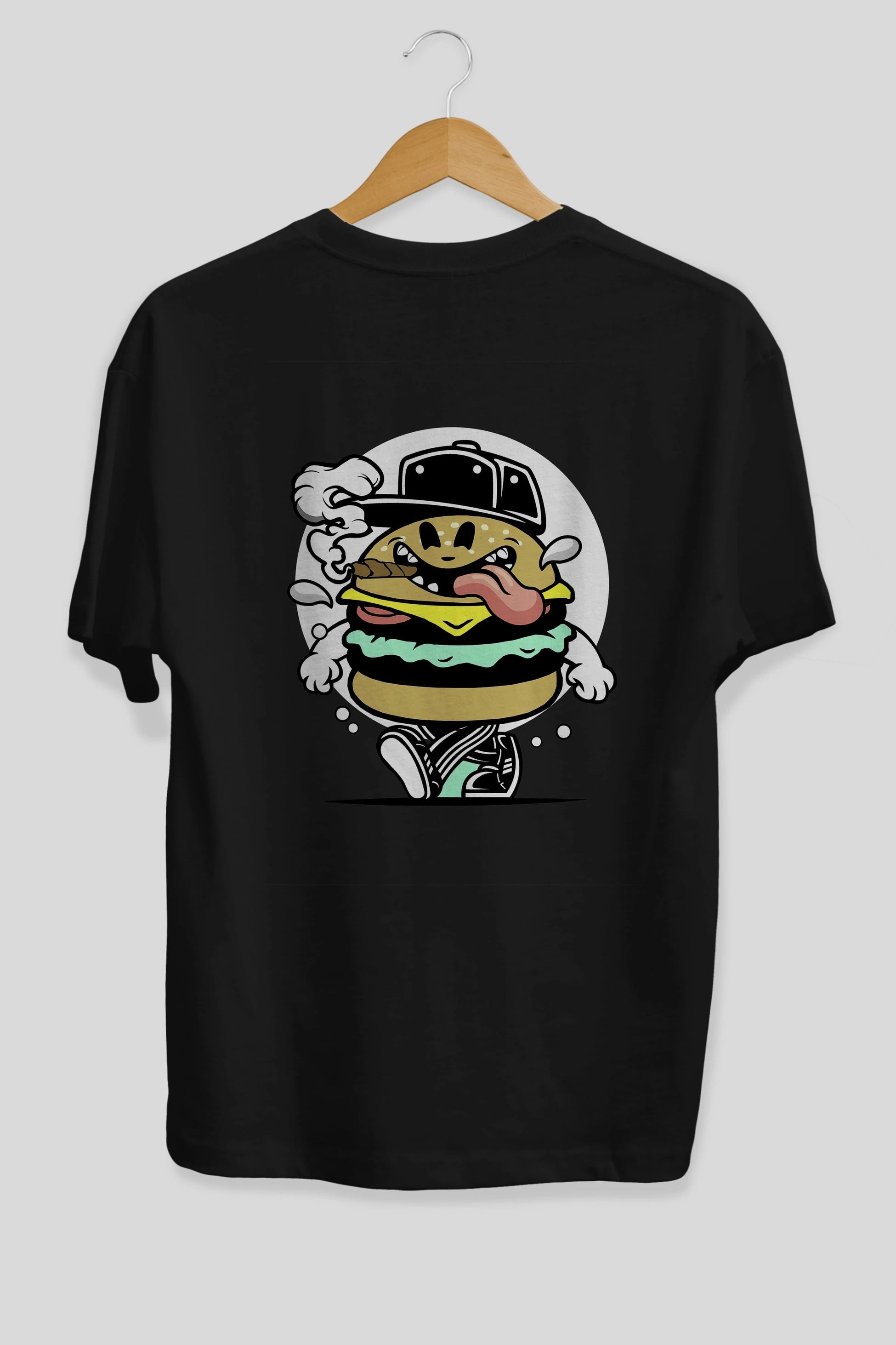 Burger Guy Arka Baskılı Oversize t-shirt Erkek Kadın Unisex %100 Pamuk tişort
