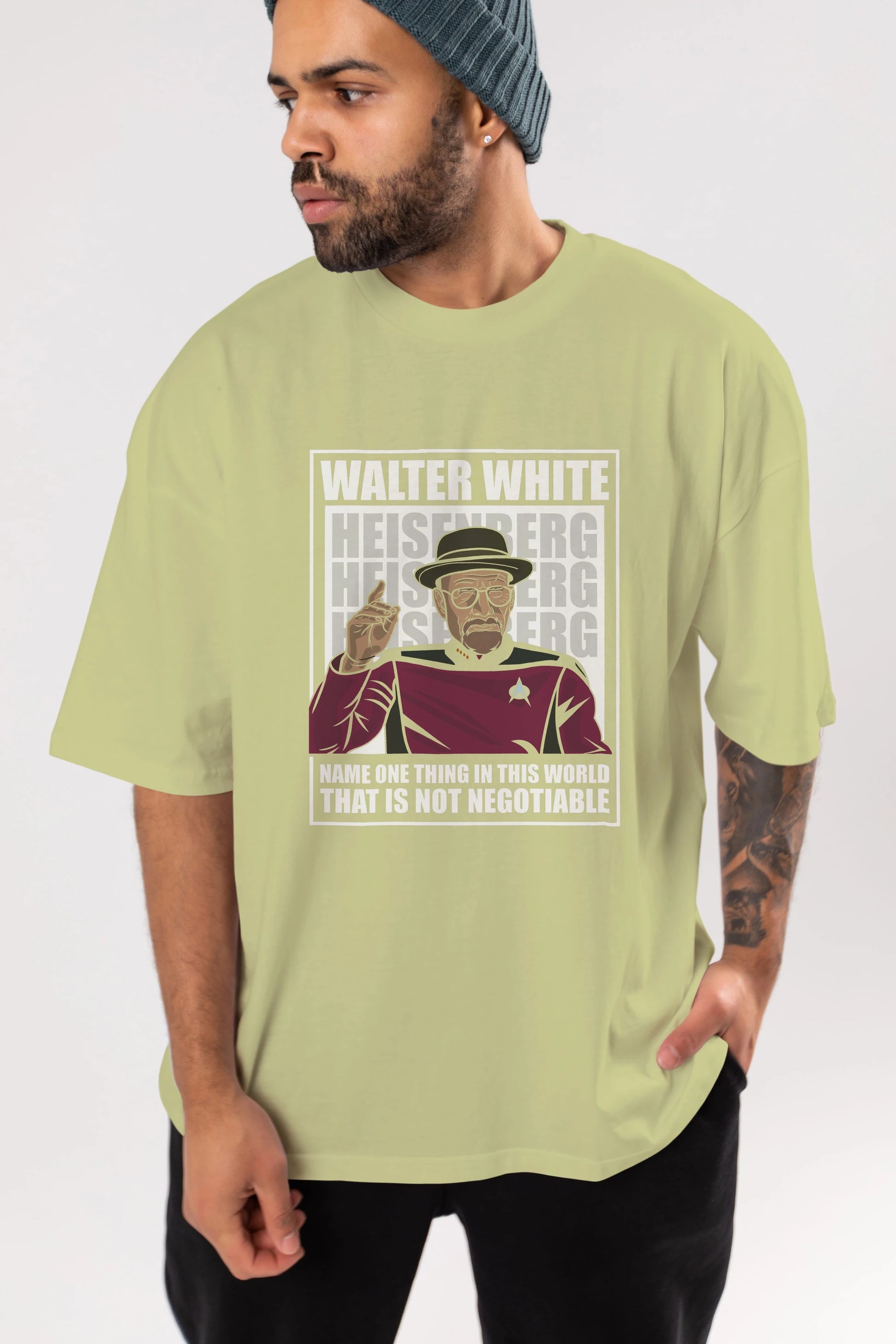 Captain Pixard Heisenberg Ön Baskılı Oversize t-shirt Erkek Kadın Unisex %100 Pamuk tişort