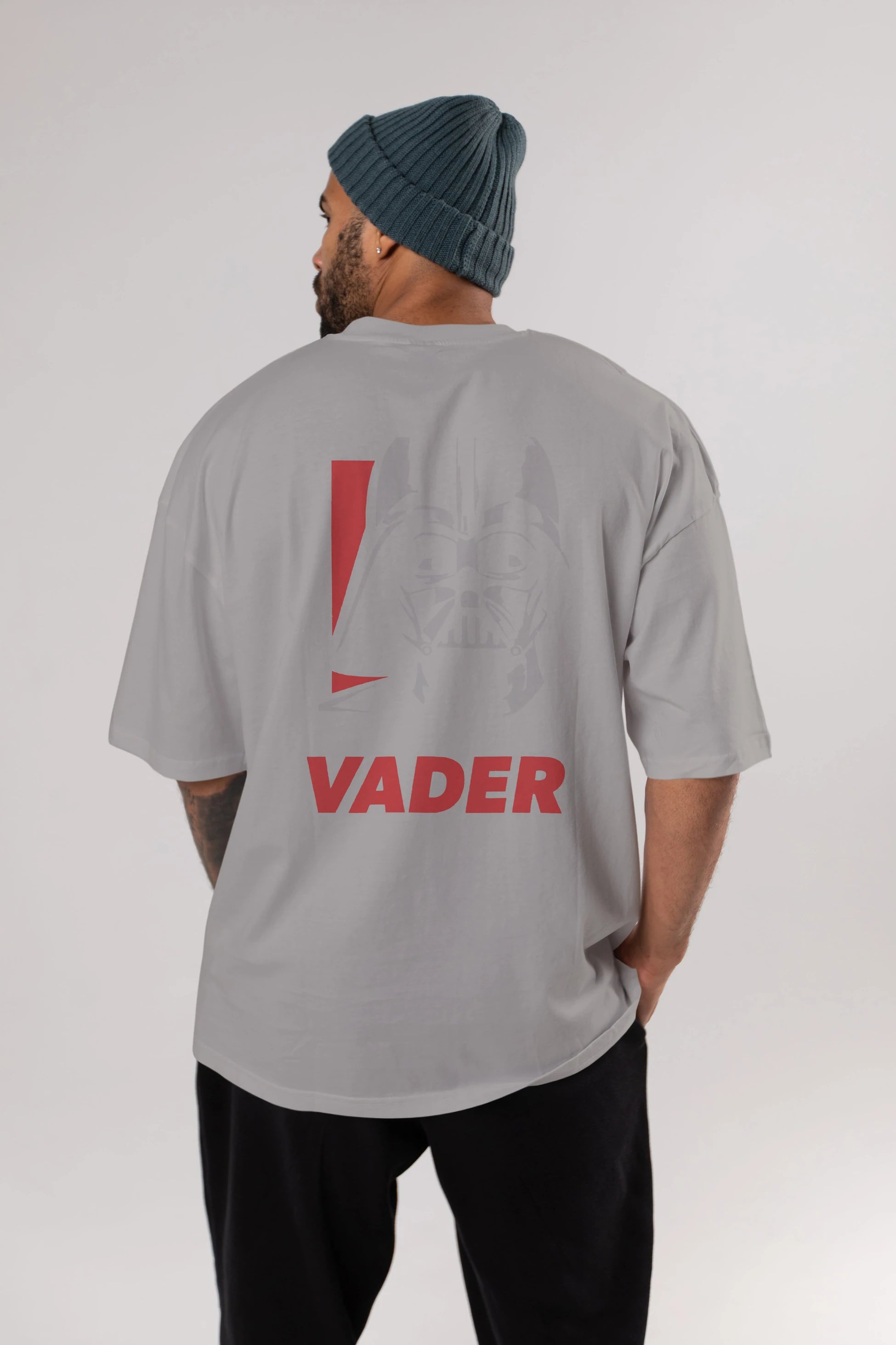 Darth Vader Arka Baskılı Oversize t-shirt Erkek Kadın Unisex %100 Pamuk Bisiklet Yaka tişort
