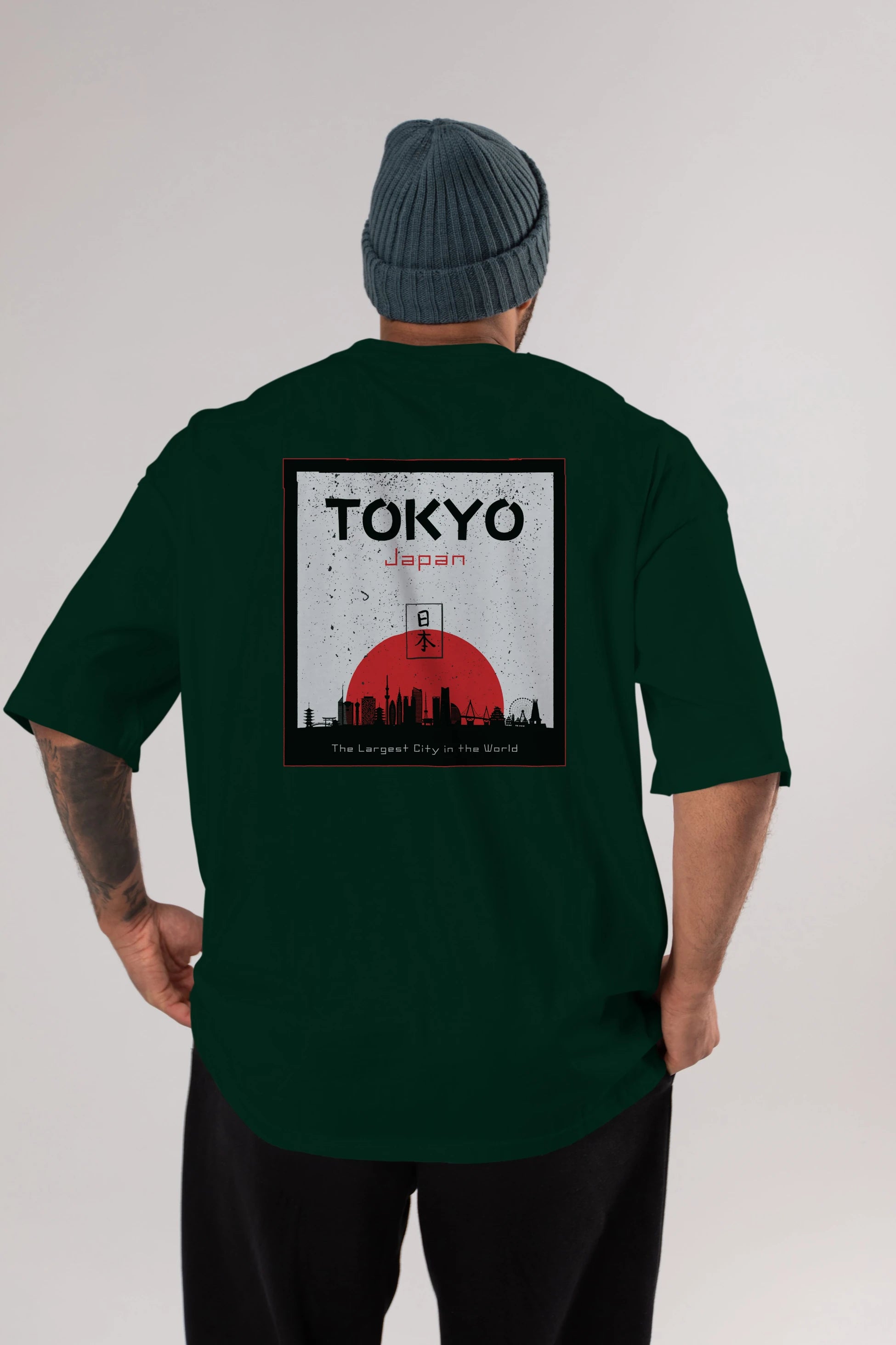 Tokyo Japan Yazılı Arka Baskılı Oversize t-shirt Erkek Kadın Unisex