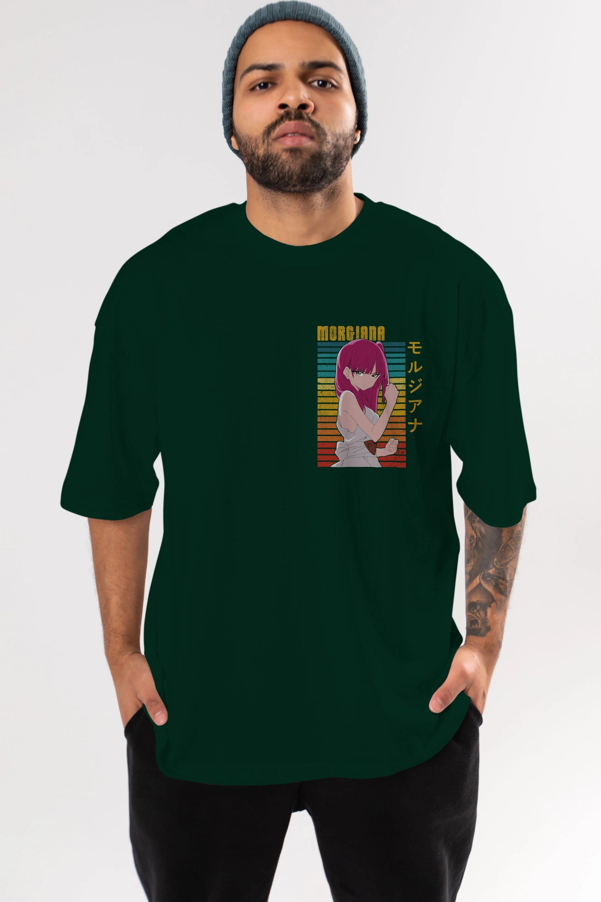 Morgiana 3 Ön Sol Baskılı Oversize t-shirt Erkek Kadın Unisex %100 Pamuk Bisiklet Yaka tişort