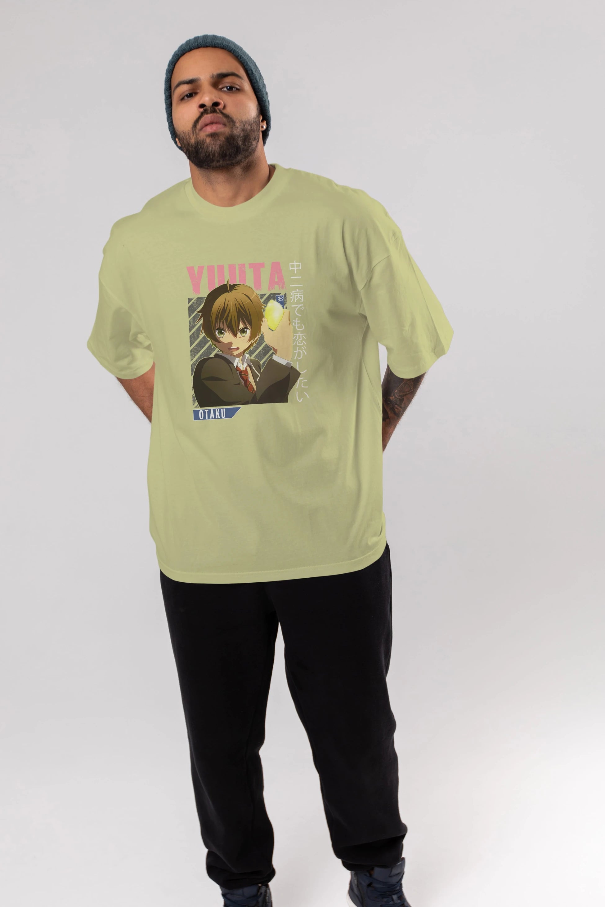 Yuuta Togashi 2 Anime Ön Baskılı Oversize t-shirt %100 pamuk Erkek Kadın Unisex