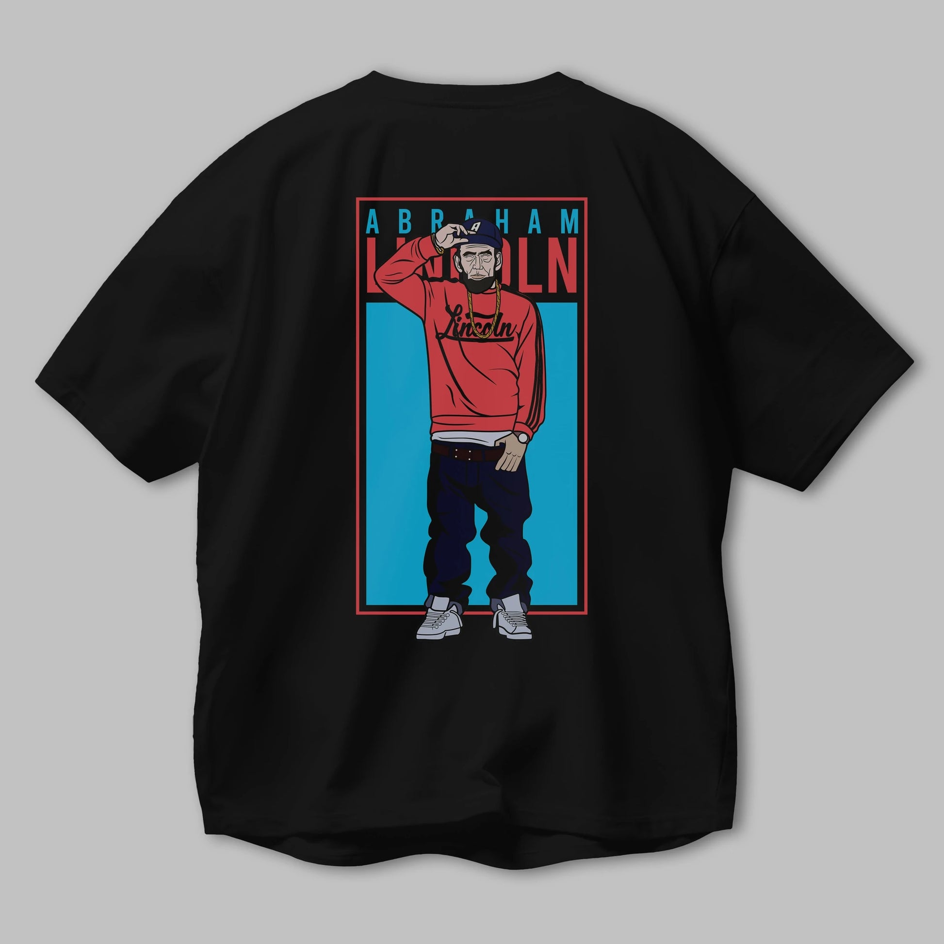 Abraham Lincoln Arka Baskılı Oversize t-shirt Erkek Kadın Unisex %100 Pamuk tişort
