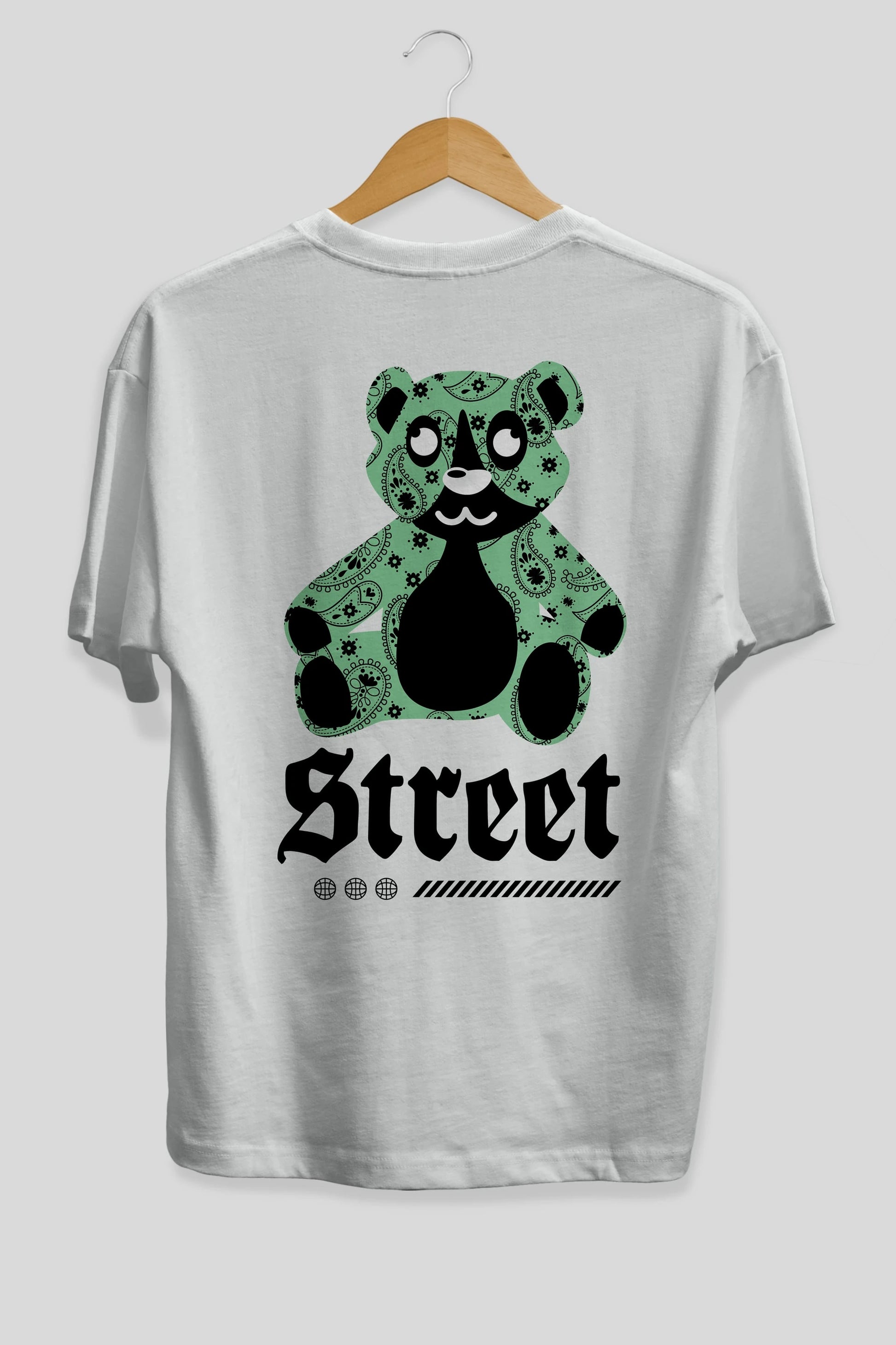 Street Bear Arka Baskılı Oversize t-shirt Erkek Kadın Unisex