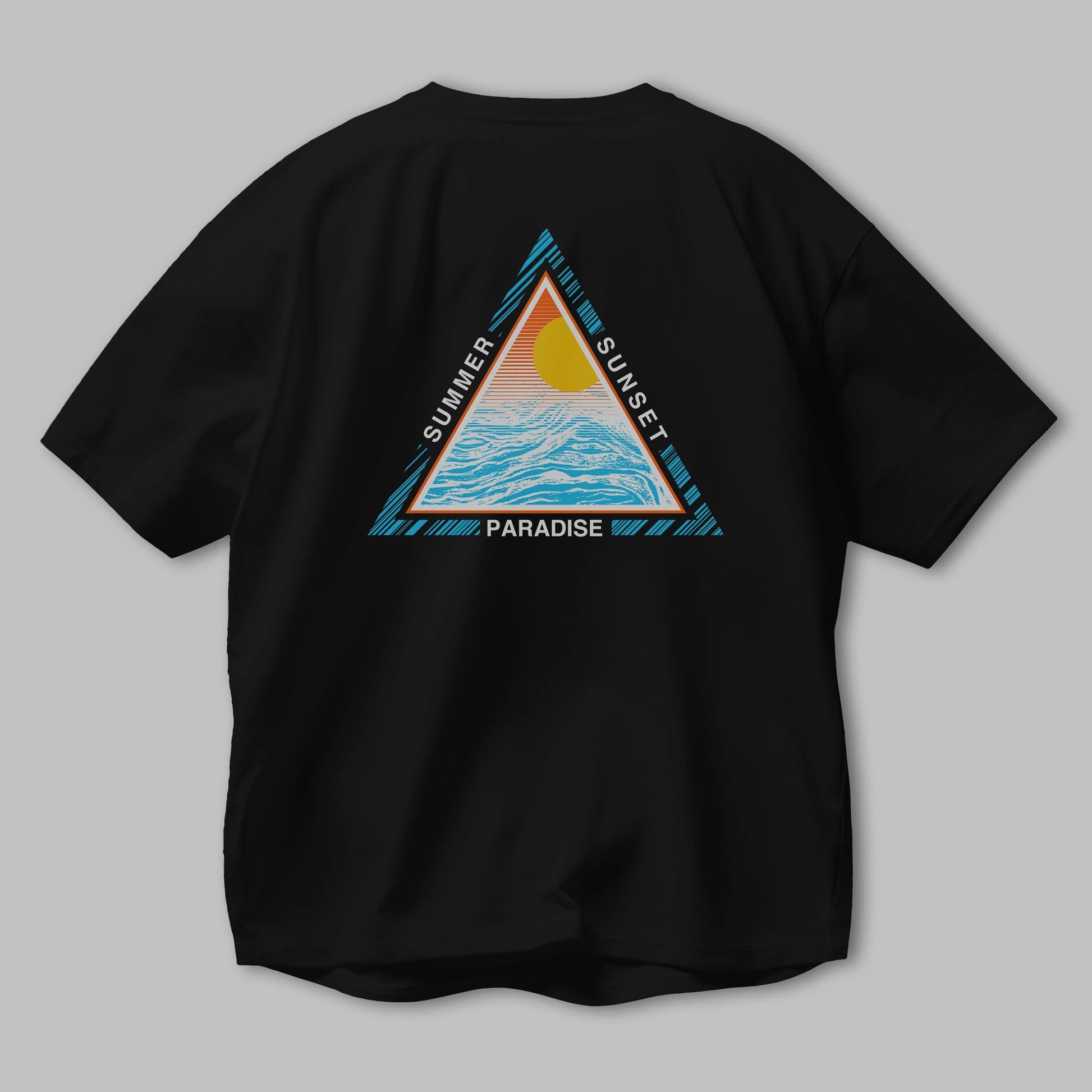 Summer Sunset Paradise Arka Baskılı Oversize t-shirt Erkek Kadın Unisex