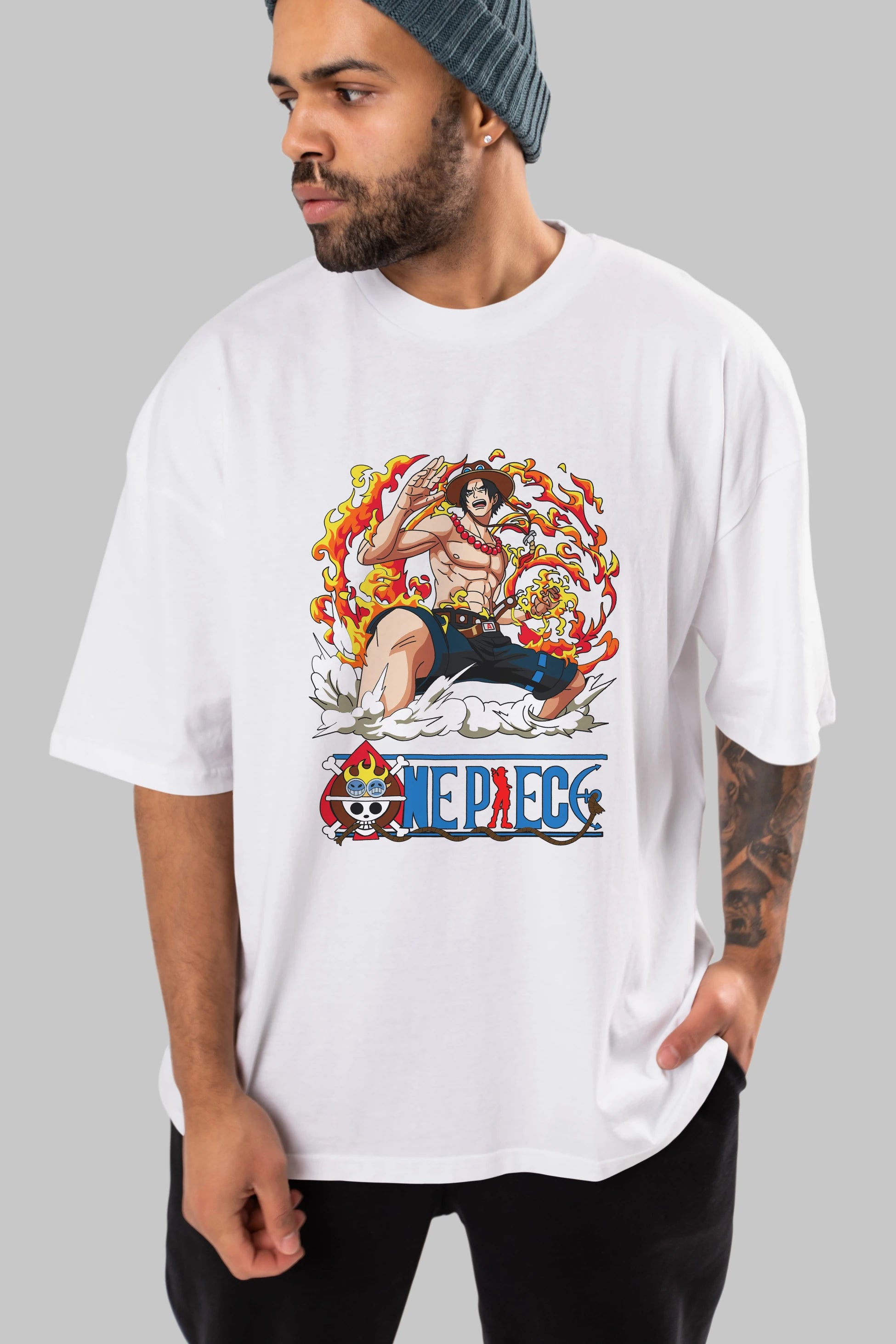 One Piece Anime Ön Baskılı Oversize t-shirt Erkek Kadın Unisex